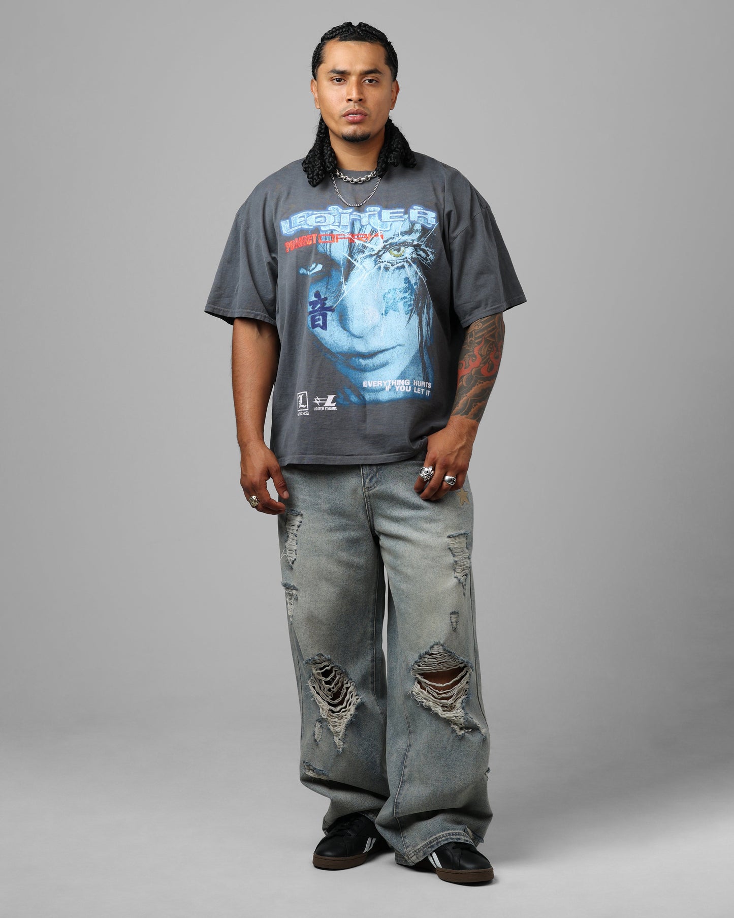 Loiter Project Dark Vintage T-Shirt Washed Charcoal