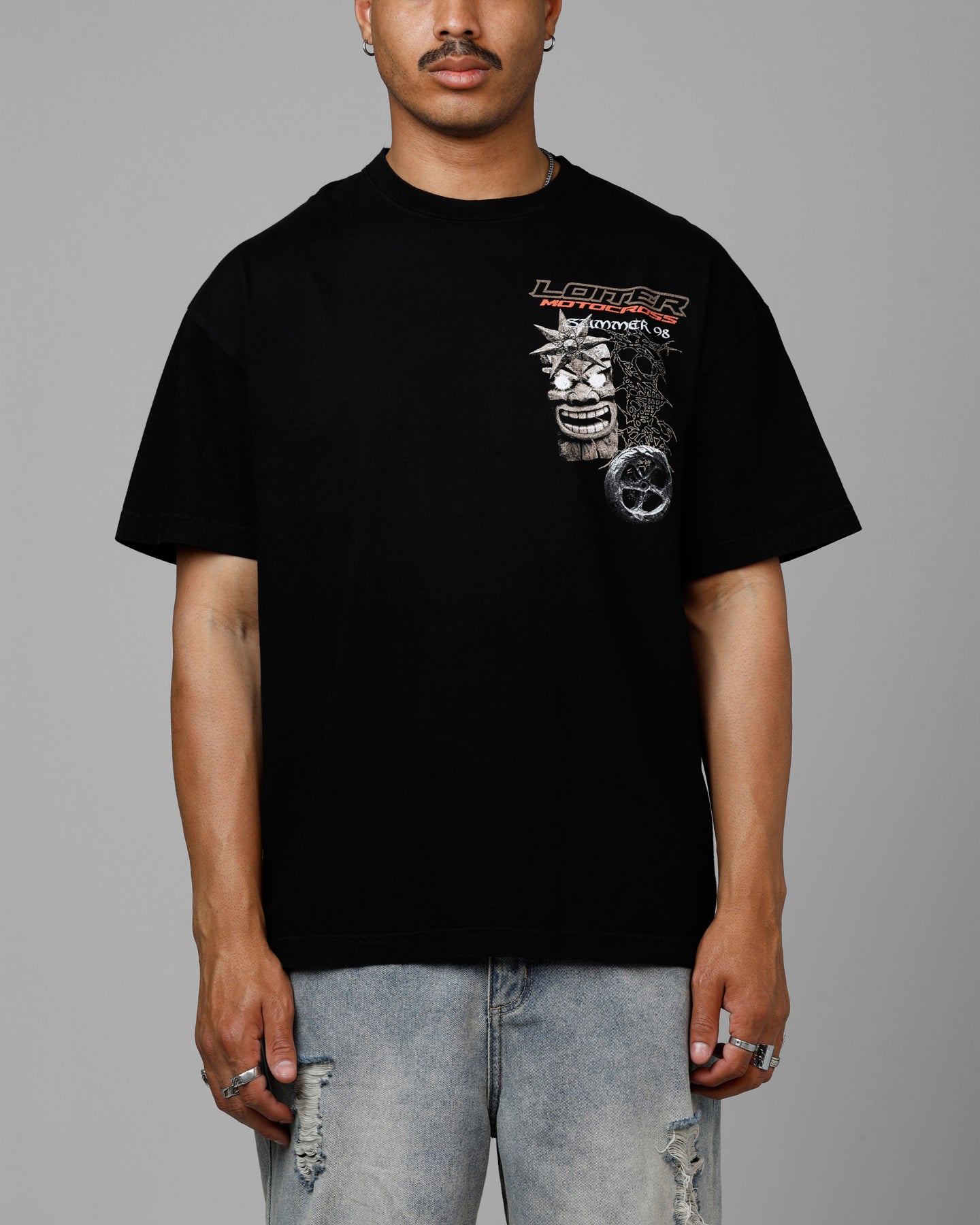 Loiter Summer Motocross Vintage T-Shirt Black