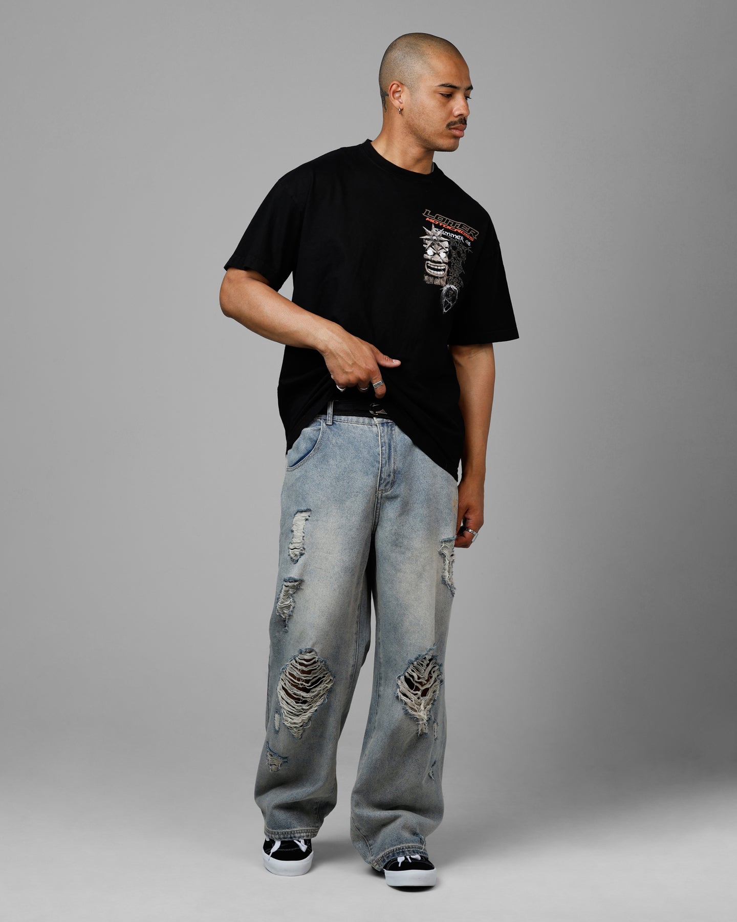 Loiter Summer Motocross Vintage T-Shirt Black