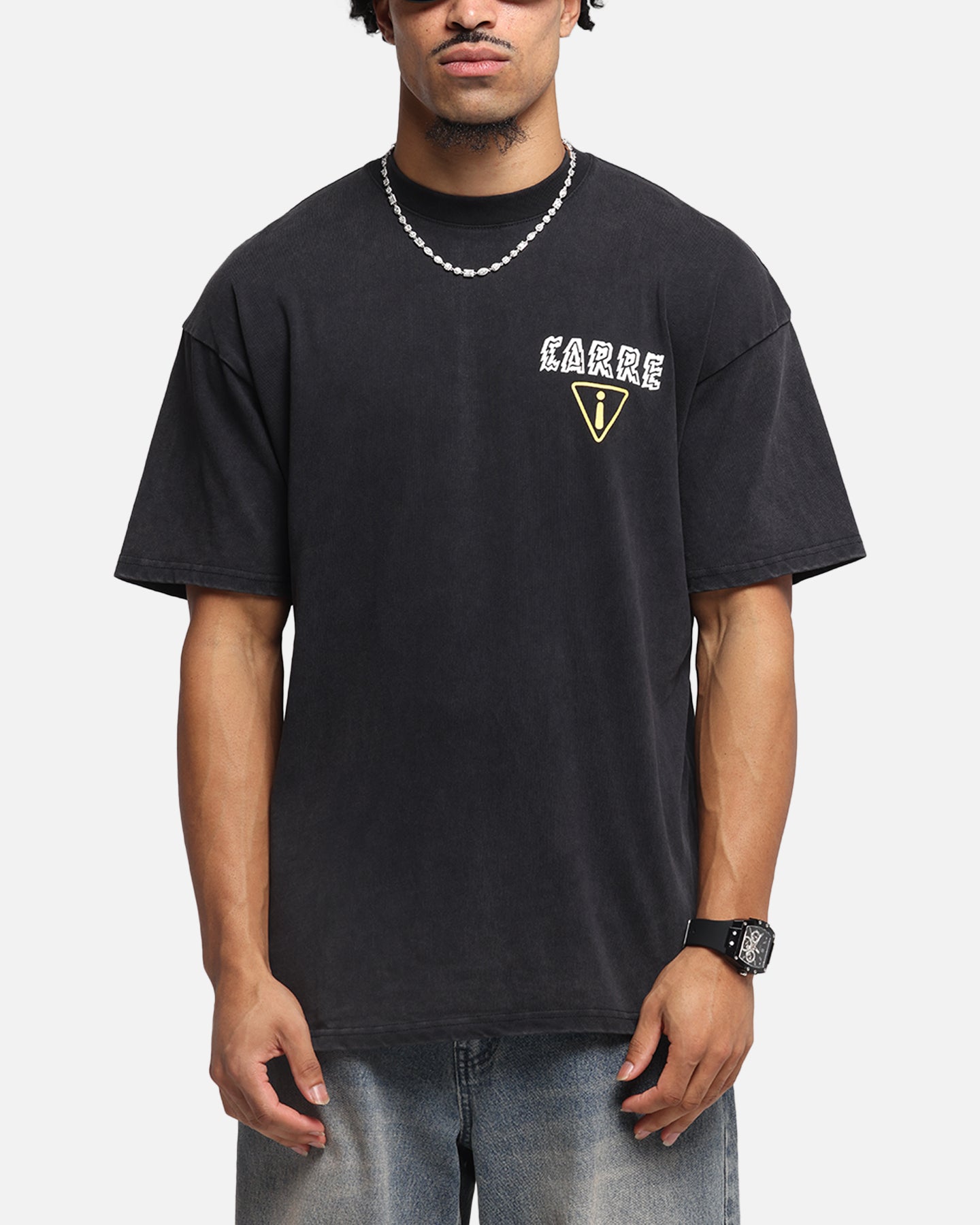 Carre Construction T-Shirt Black Acidwash