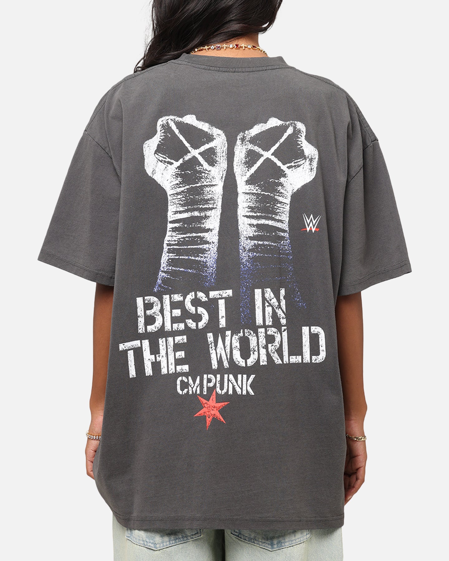 Culture Kings X WWE CM Punk Heavyweight T-Shirt Black Wash Style001