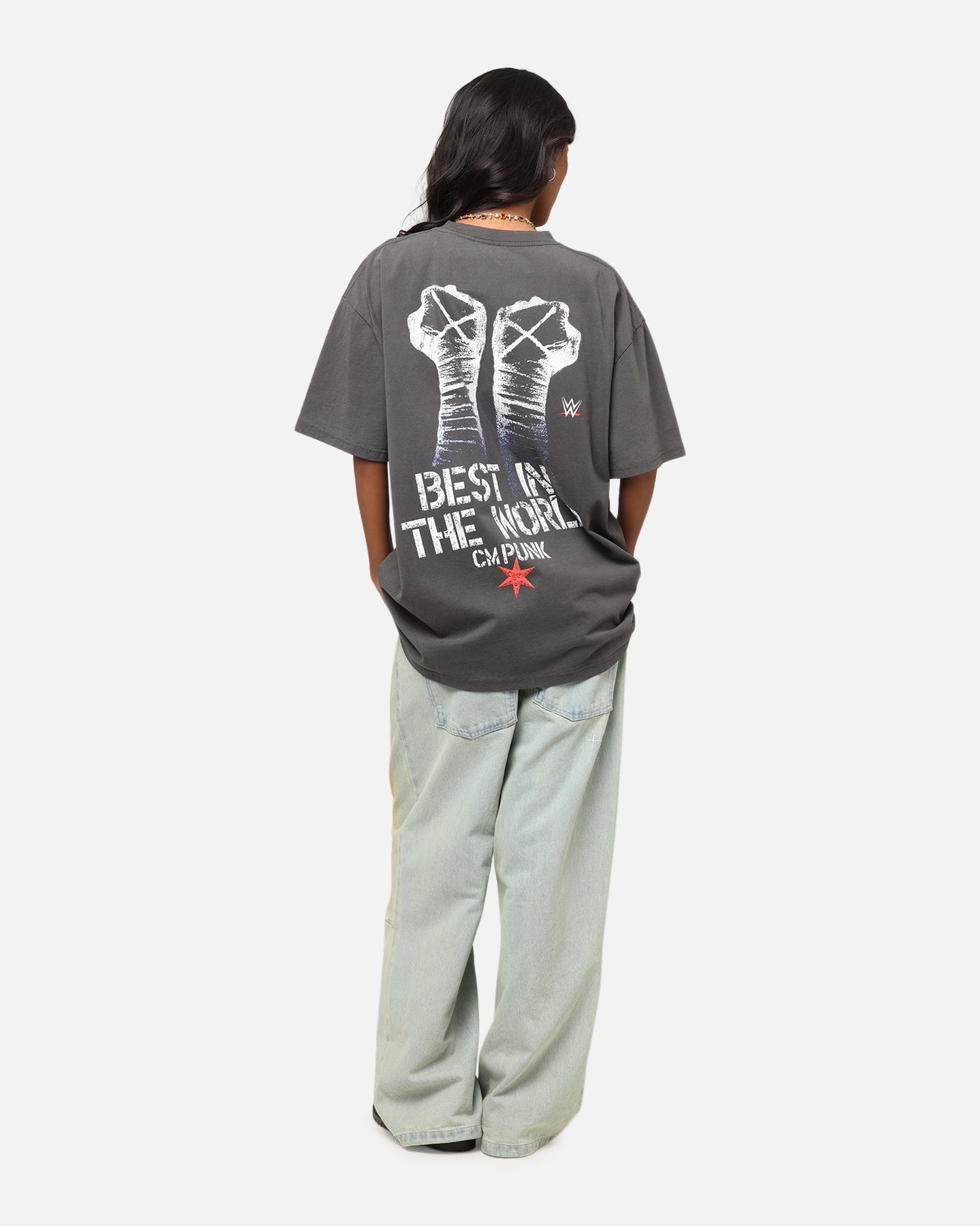 Culture Kings X WWE CM Punk Heavyweight T-Shirt Black Wash Style001