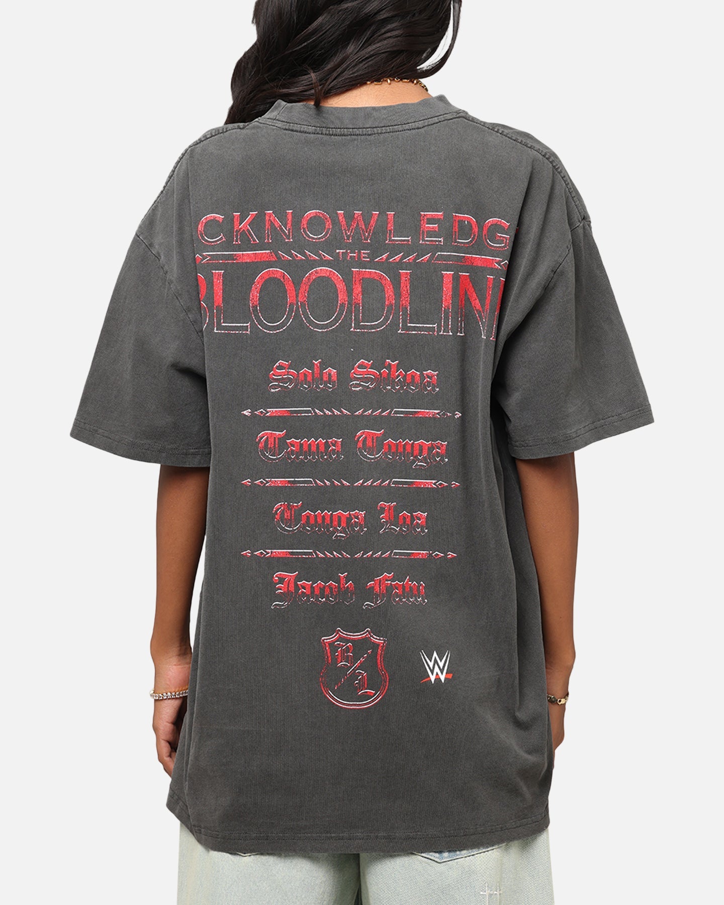 Culture Kings X WWE The Bloodline Heavyweight T-Shirt Black Wash Style001