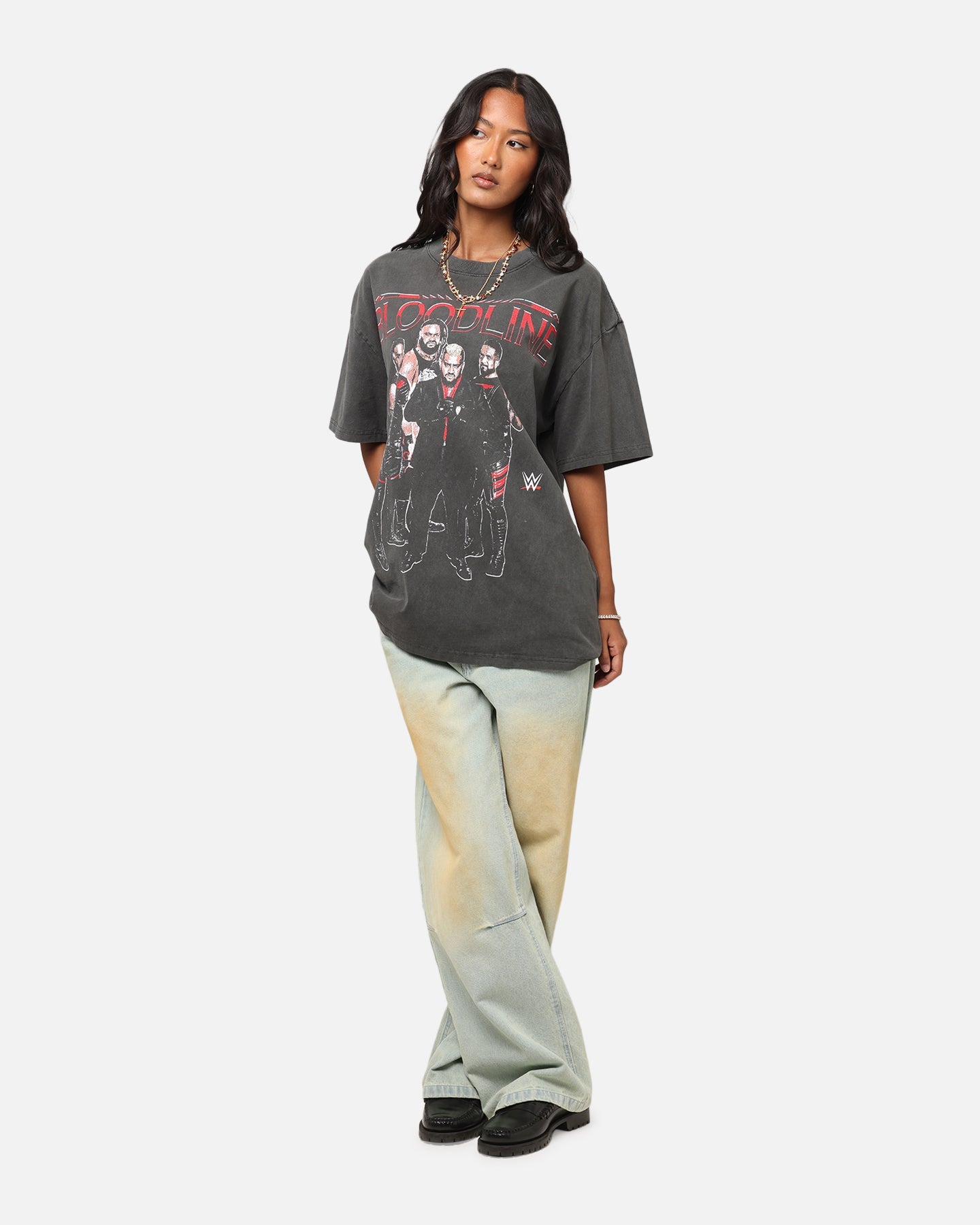 Culture Kings X WWE The Bloodline Heavyweight T-Shirt Black Wash Style001
