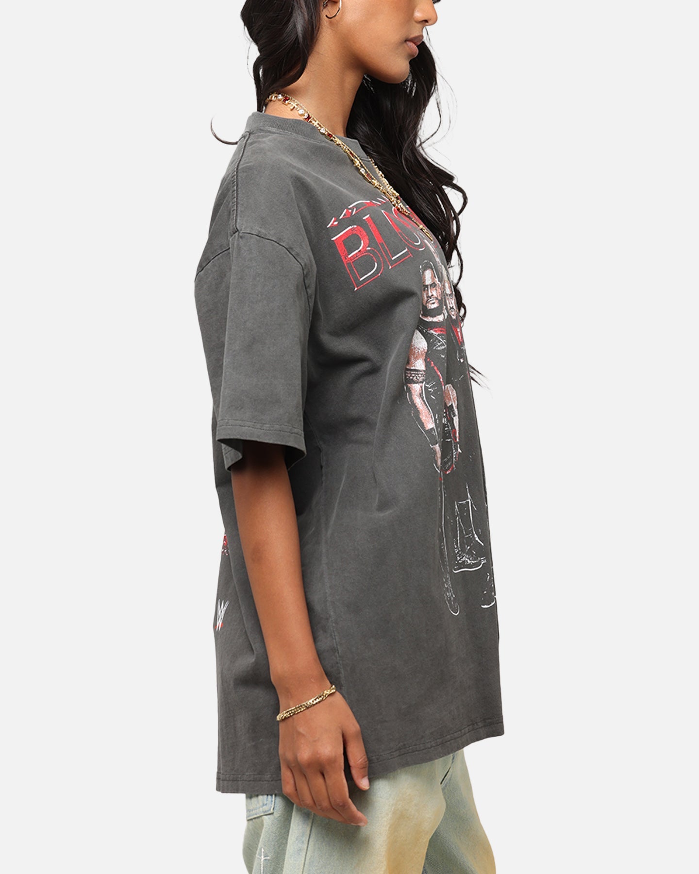 Culture Kings X WWE The Bloodline Heavyweight T-Shirt Black Wash Style001
