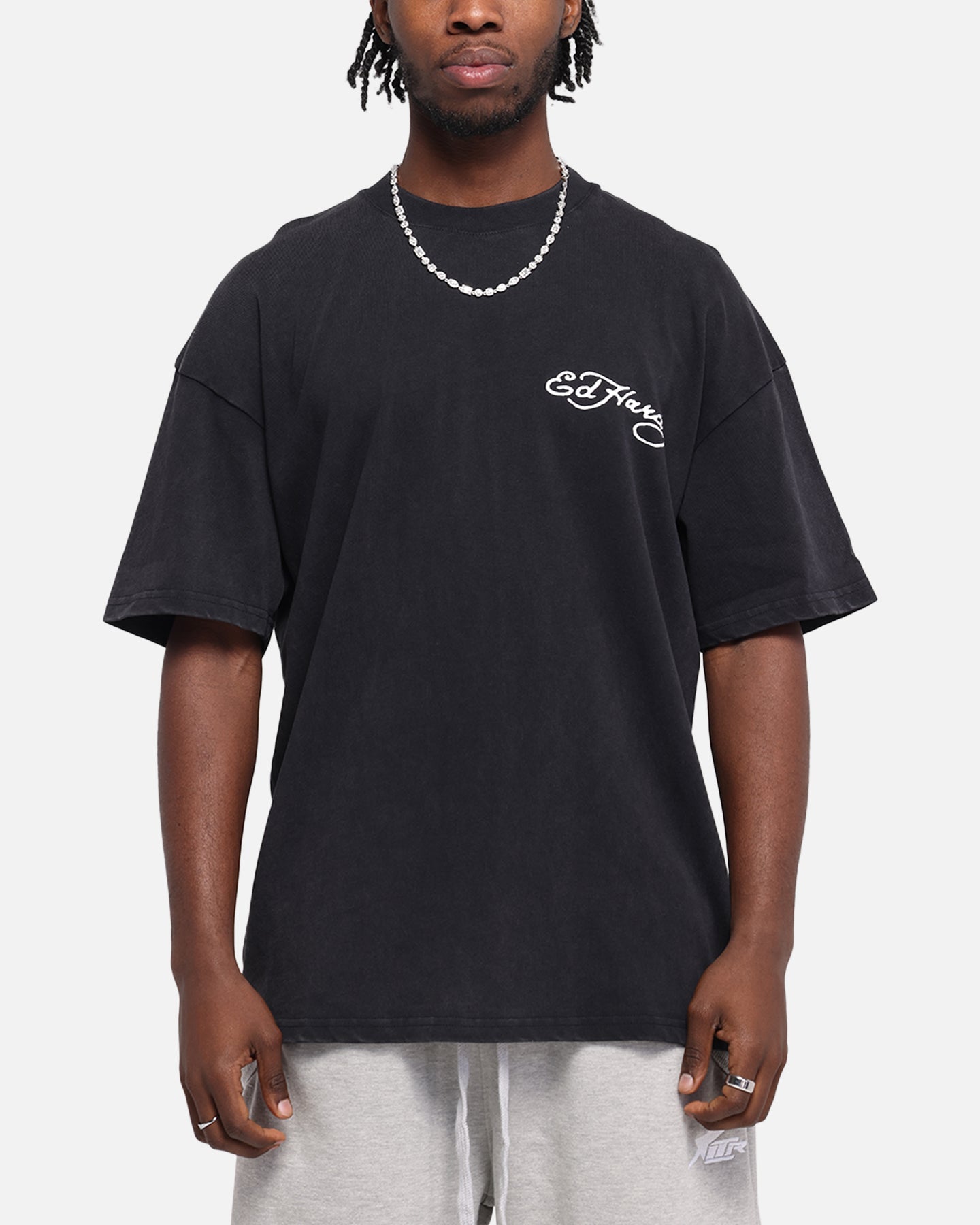 Ed Hardy Catcher T-Shirt Black Acidwash