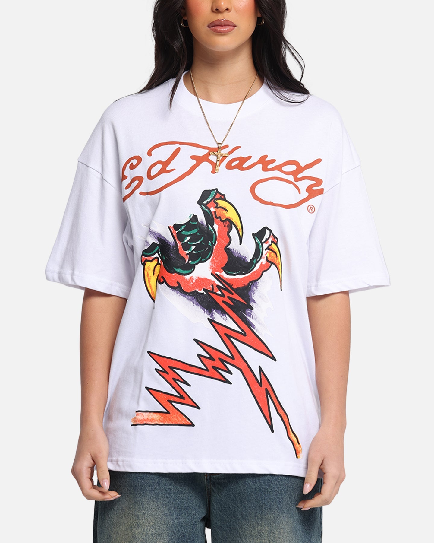 Ed Hardy Lightning T-Shirt White Style001