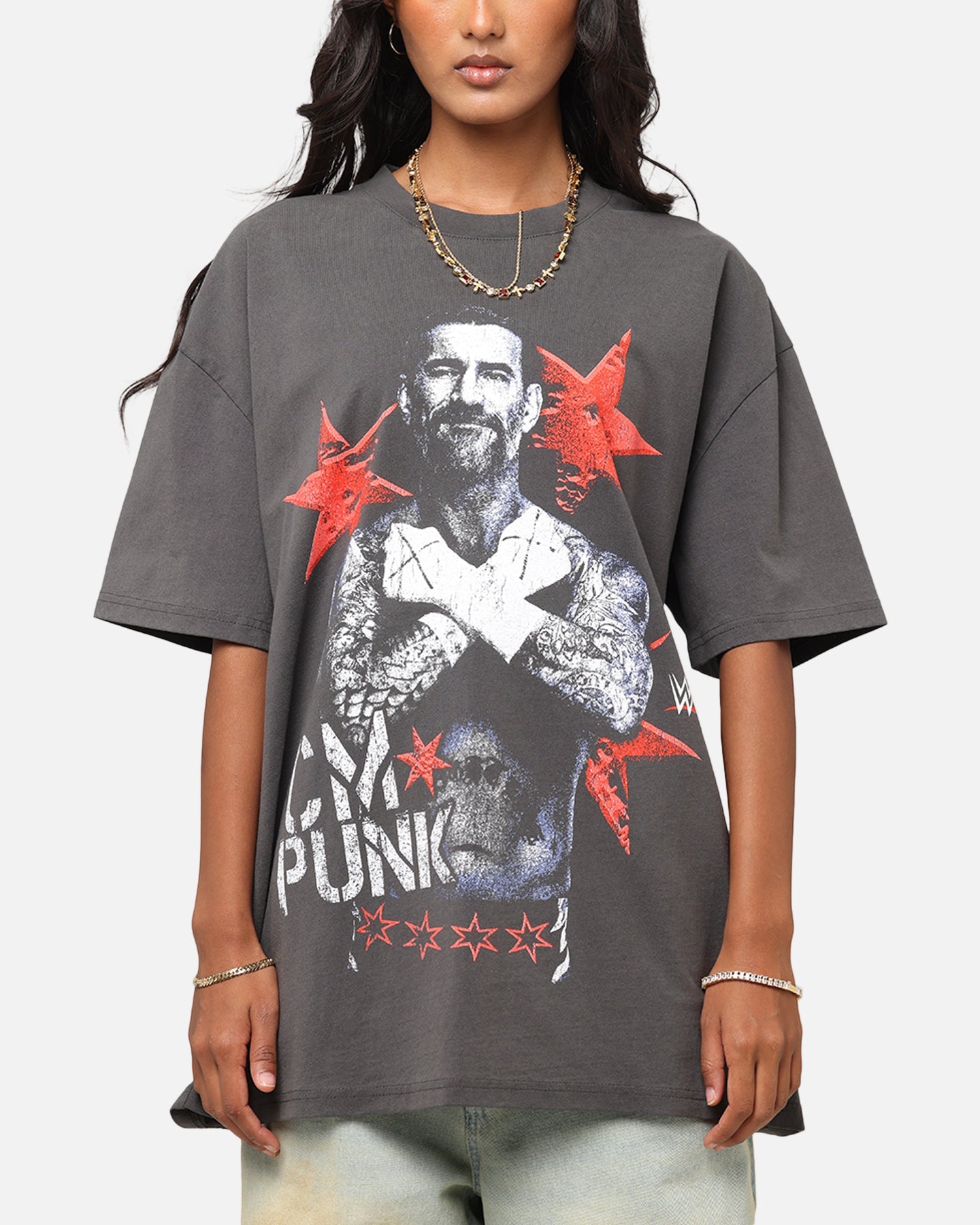 Culture Kings X WWE CM Punk Heavy T-Shirt Black Wash Style001