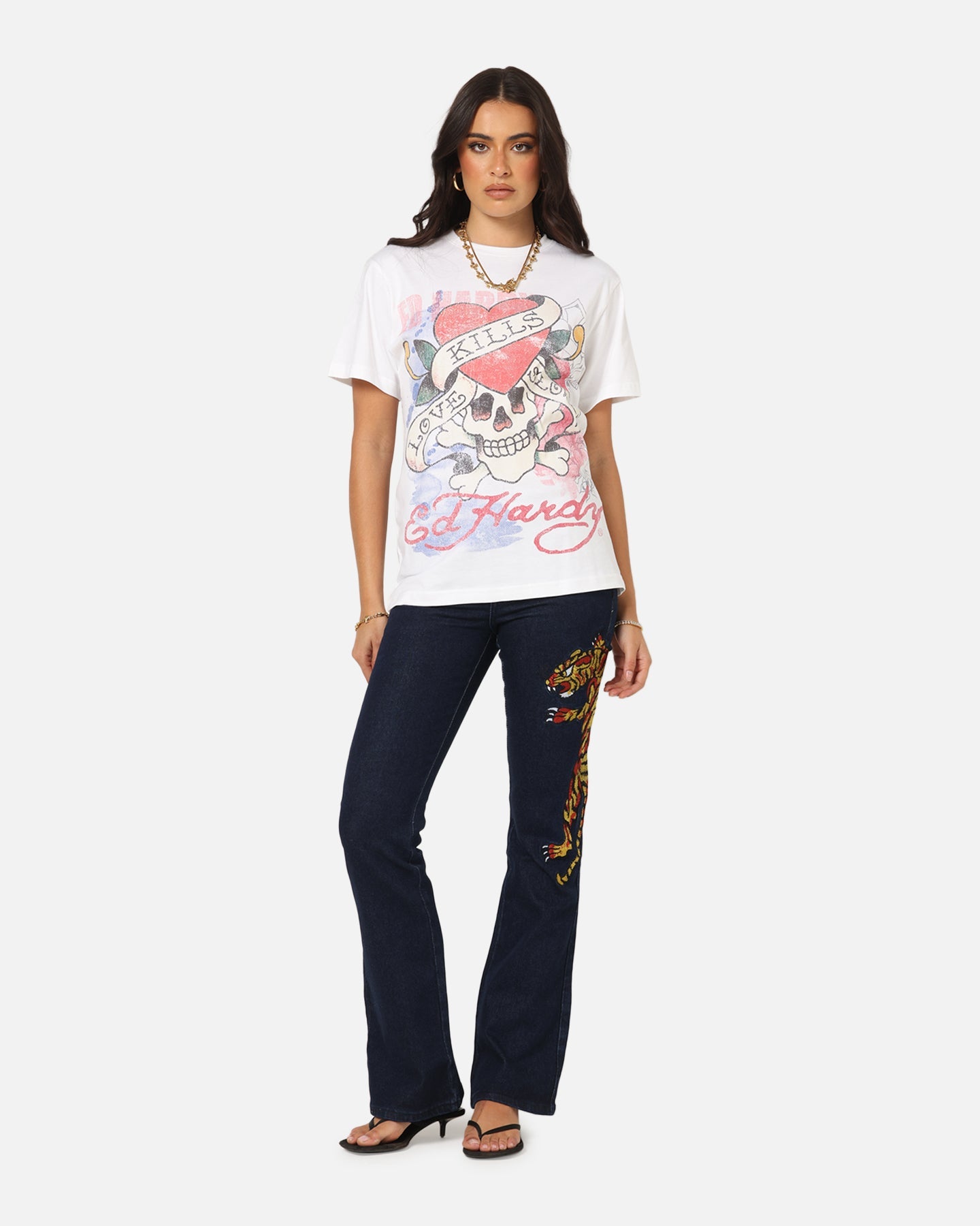 Ed Hardy Love Kills Slowly Vintage T-Shirt White Style001