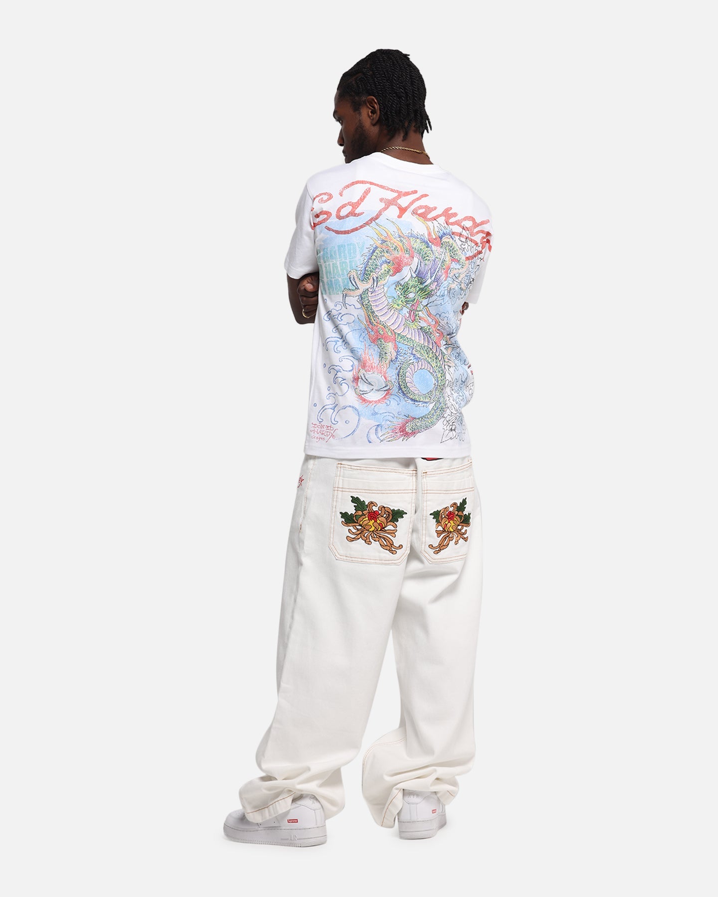 Ed Hardy Rising Dragon Vintage T-Shirt White