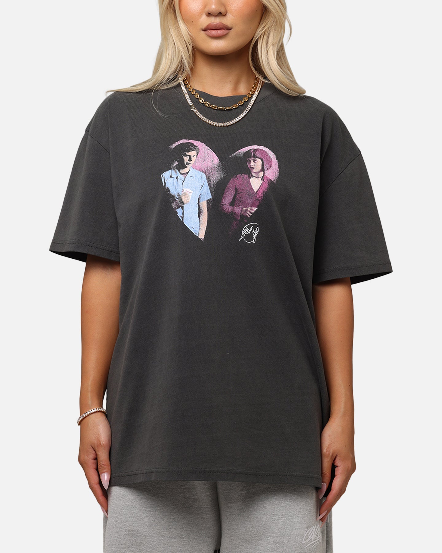 American Thrift X Scott Pilgrim Ramona & Scott Heavy T-Shirt Black Wash Style001