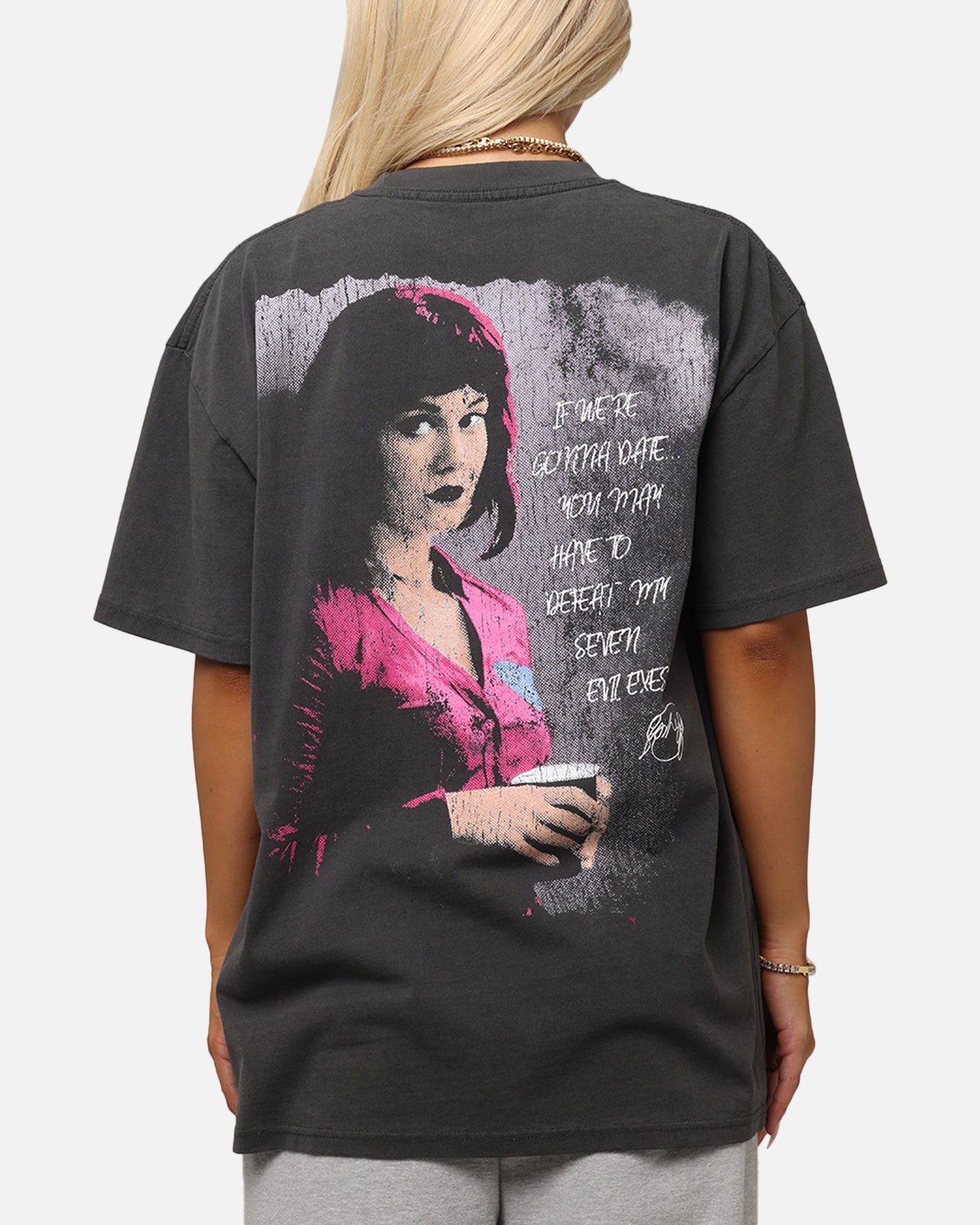 American Thrift X Scott Pilgrim Ramona & Scott Heavy T-Shirt Black Wash Style001