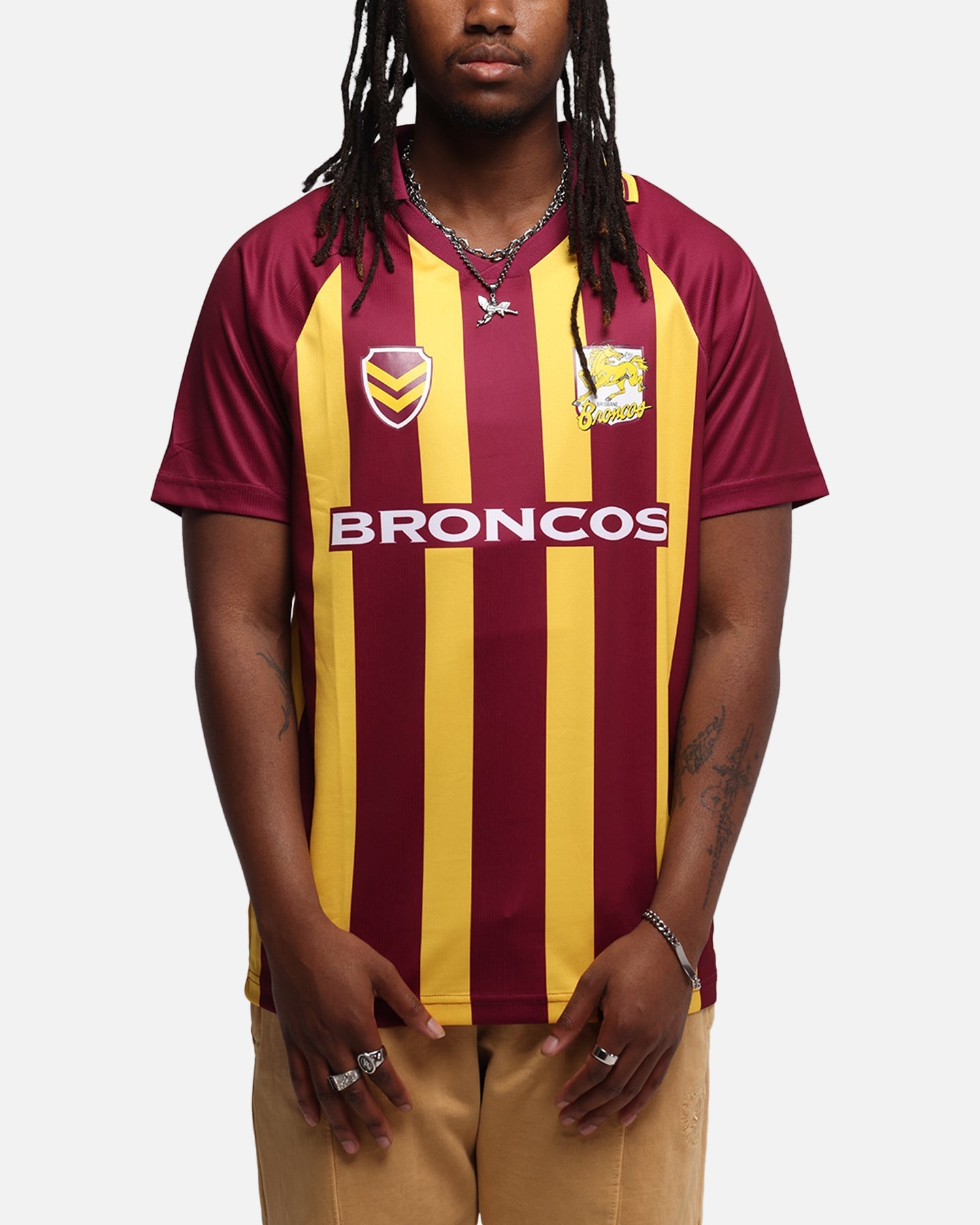 Bleacher Athletic Brisbane Broncos NRL 1908 Collared T-Shirt Official Team Colour