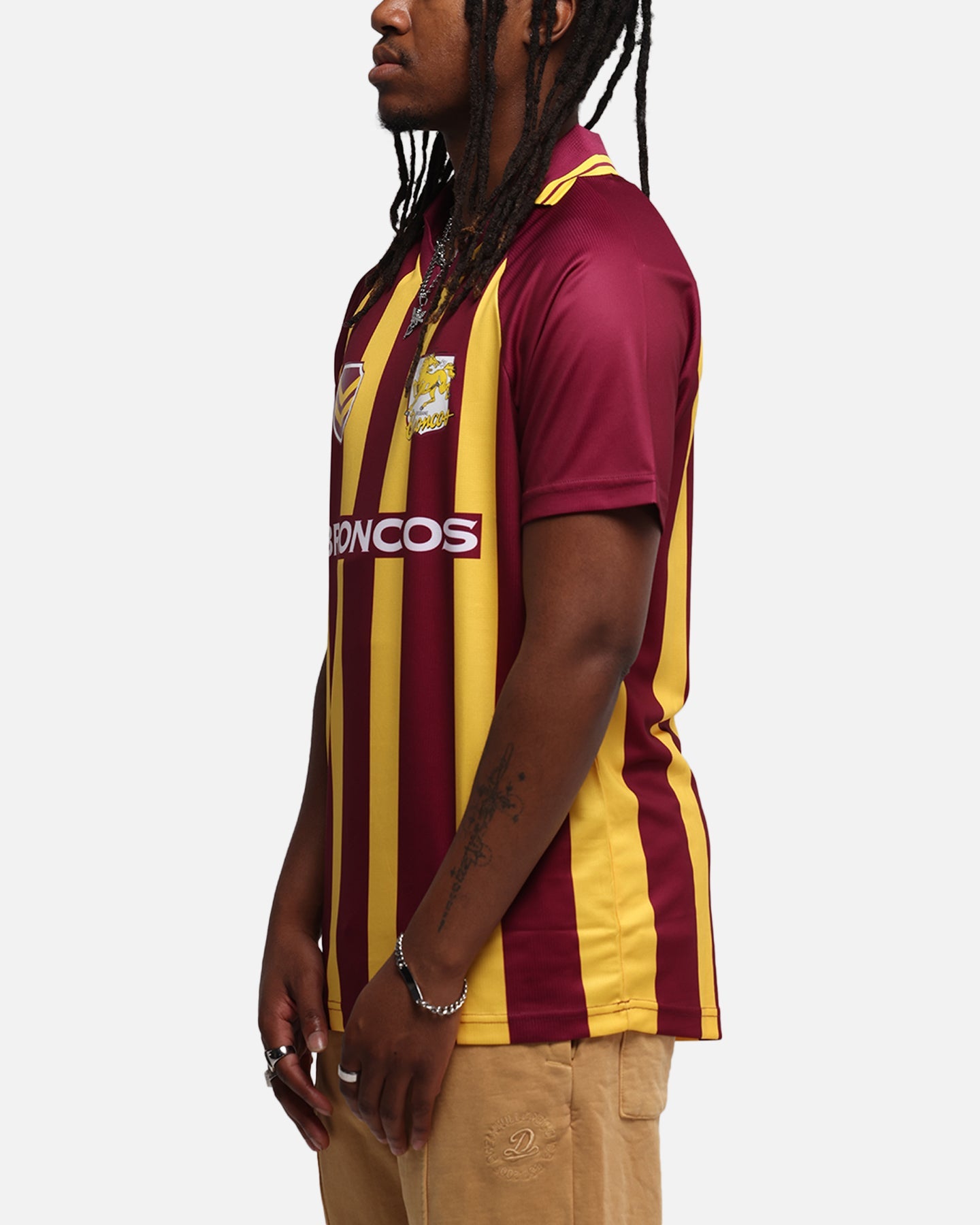 Bleacher Athletic Brisbane Broncos NRL 1908 Collared T-Shirt Official Team Colour