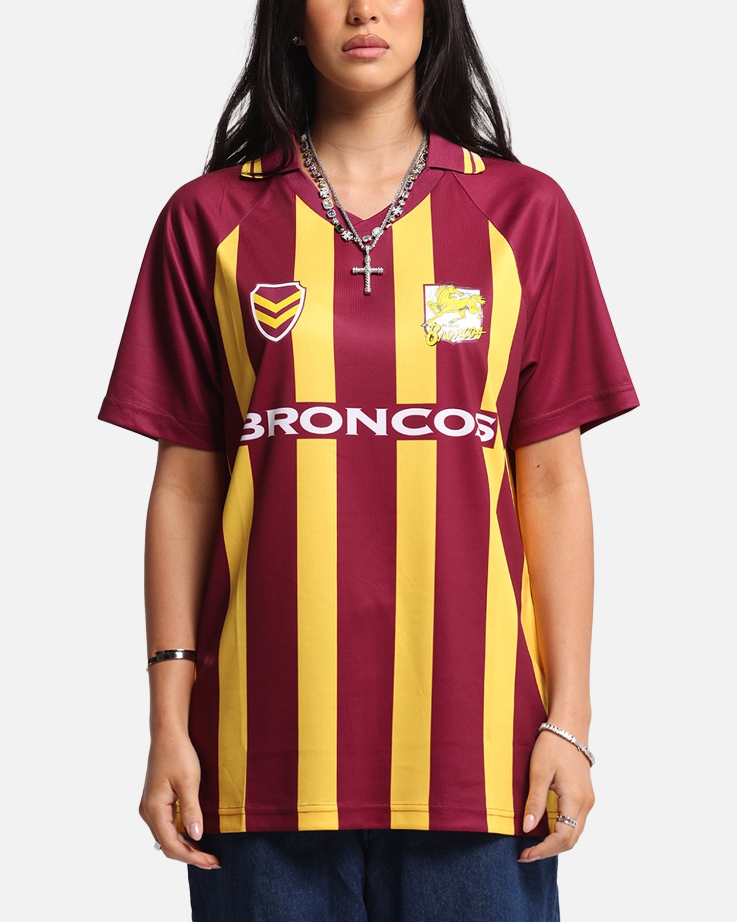 Bleacher Athletic Brisbane Broncos NRL 1908 Collared T-Shirt Official Team Colour Style001