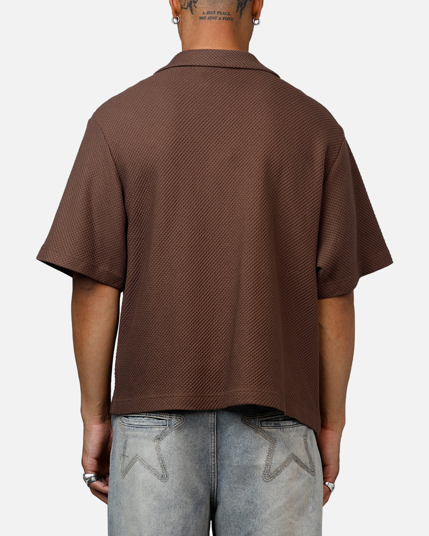 Banx Signature Waffle Button Up Shirt Brown