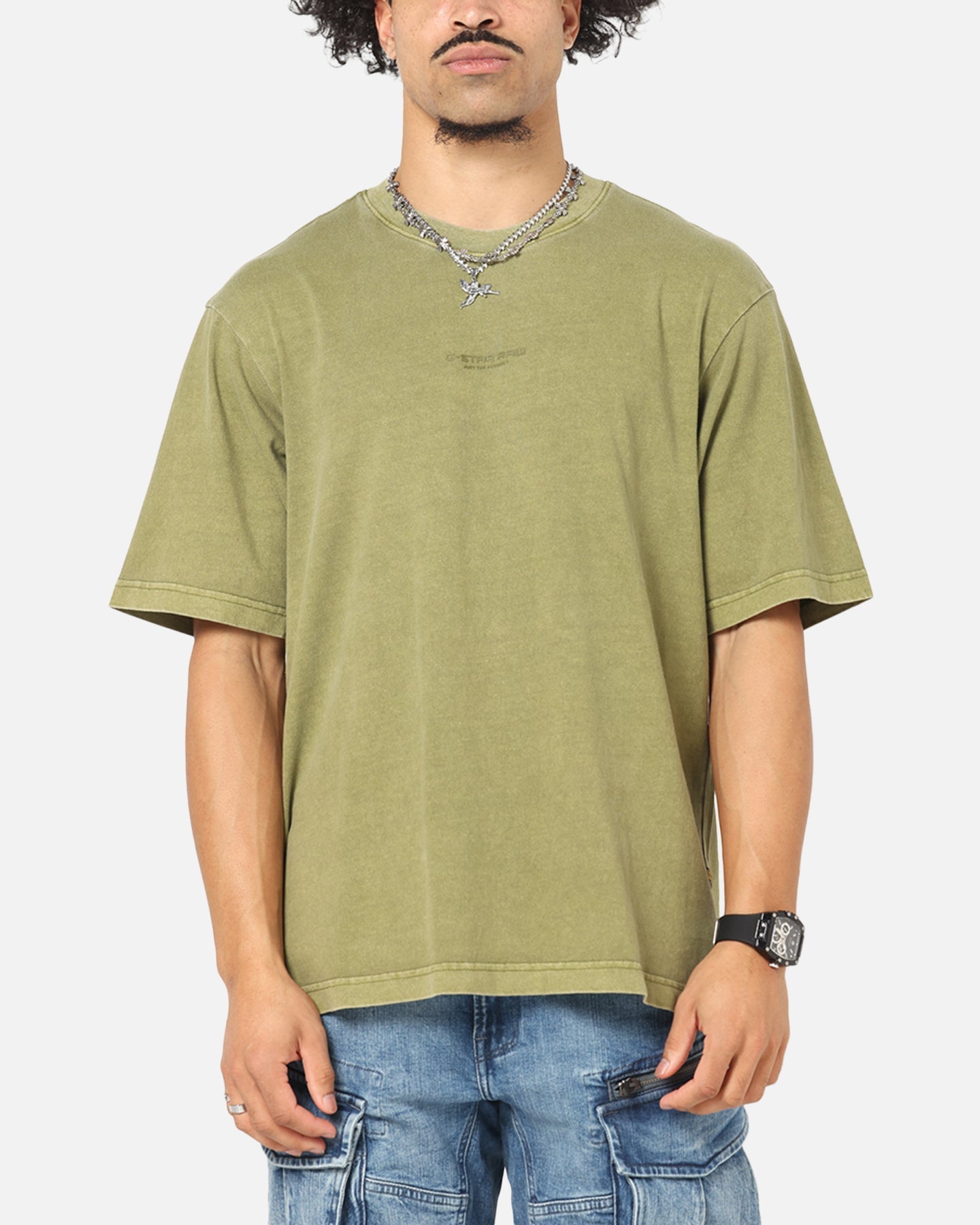 G-Star Overdyed Center Chest Boxy T-Shirt Turf Green