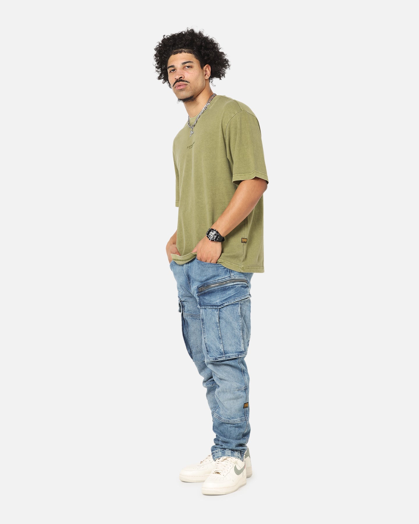 G-Star Overdyed Center Chest Boxy T-Shirt Turf Green
