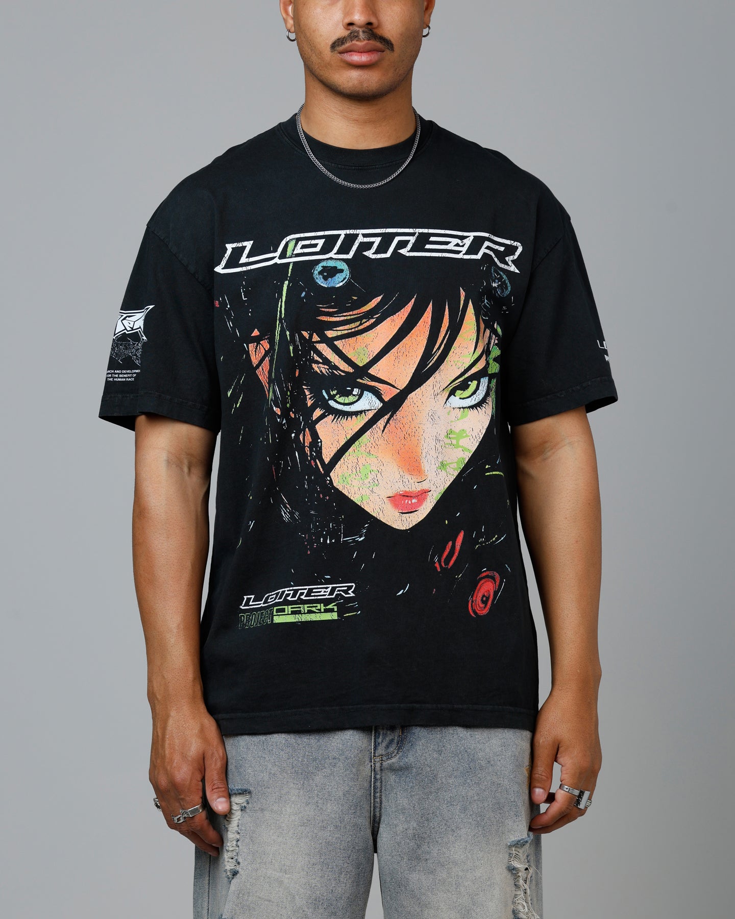 Loiter Project Dark Vintage T-Shirt Black Acidwash