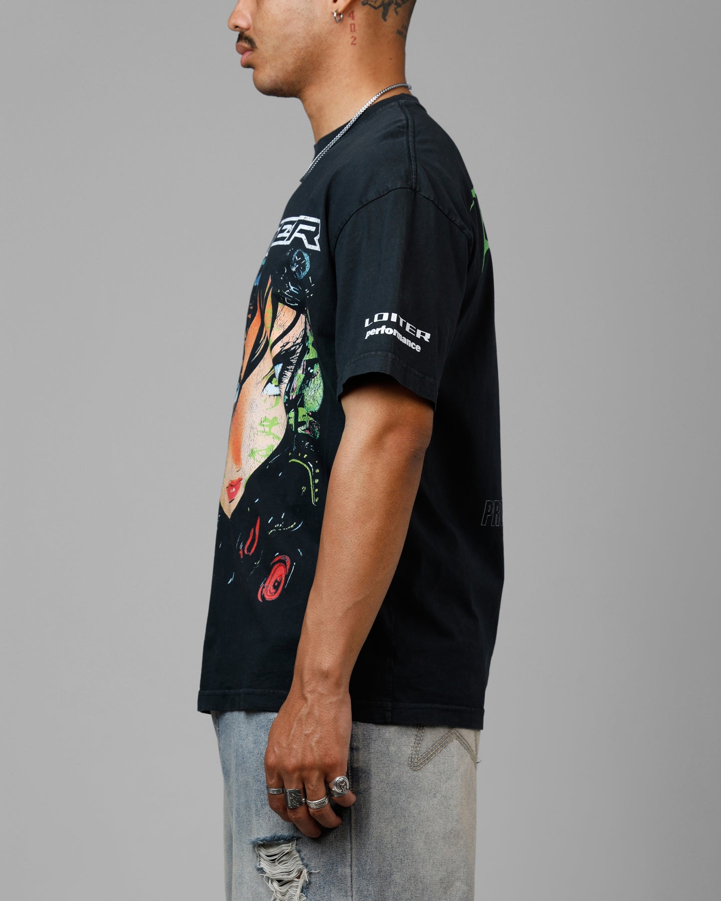 Loiter Project Dark Vintage T-Shirt Black Acidwash