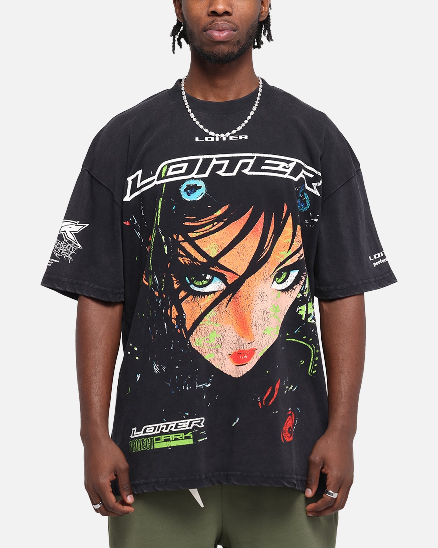 Loiter Project Dark Vintage T-Shirt Black Acidwash Style001