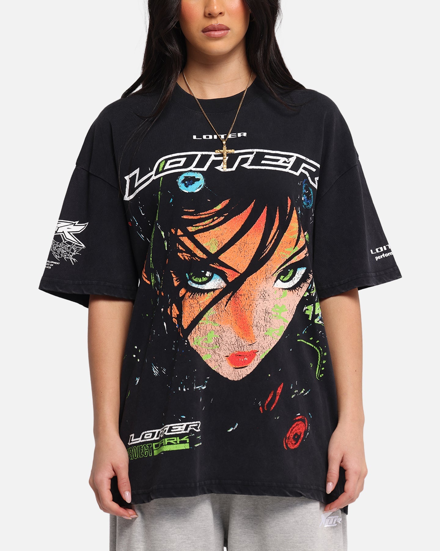 Loiter Project Dark Vintage T-Shirt Black Acidwash Style002