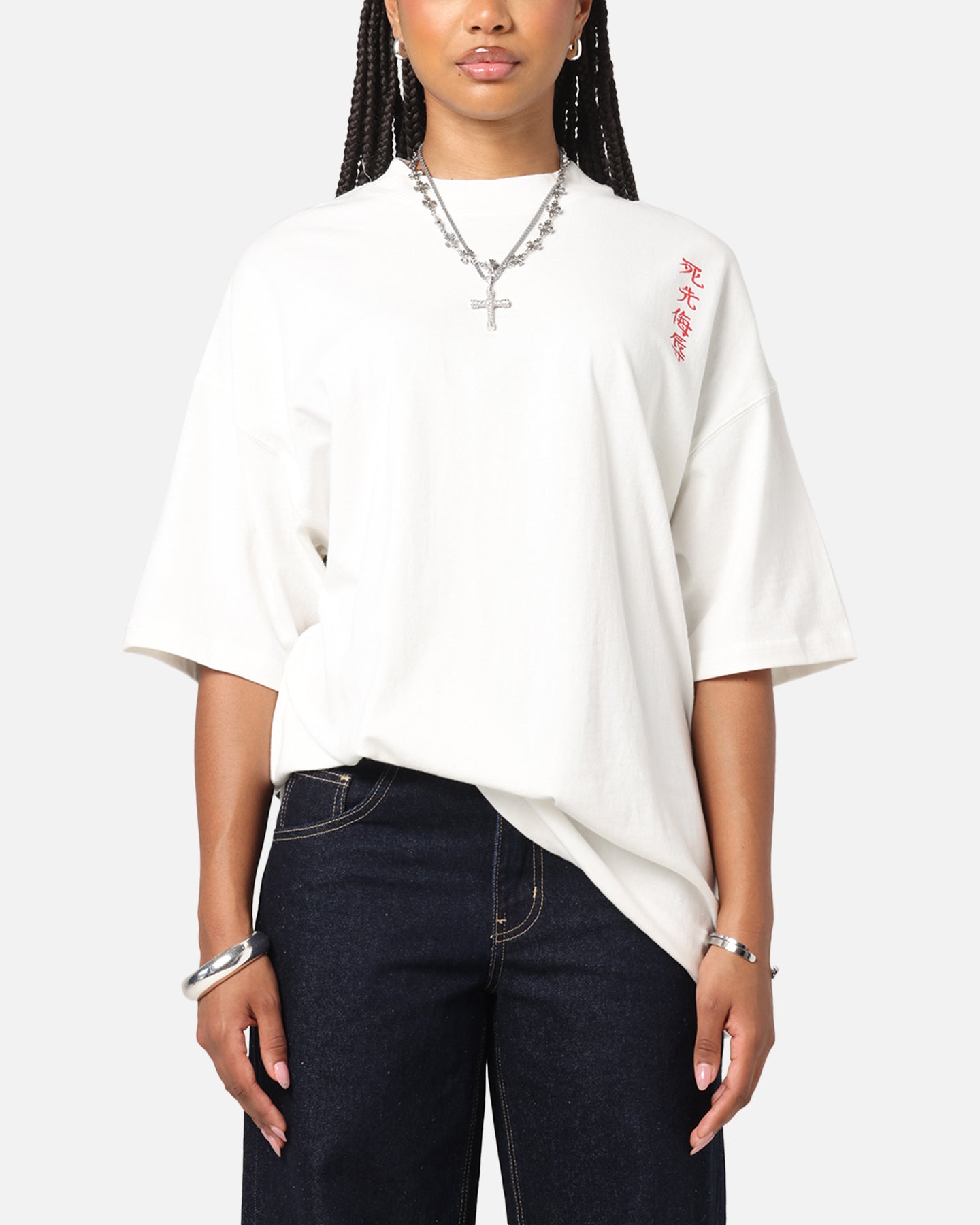 Ed Hardy Tiger Oversized Print T-Shirt Off White Style001