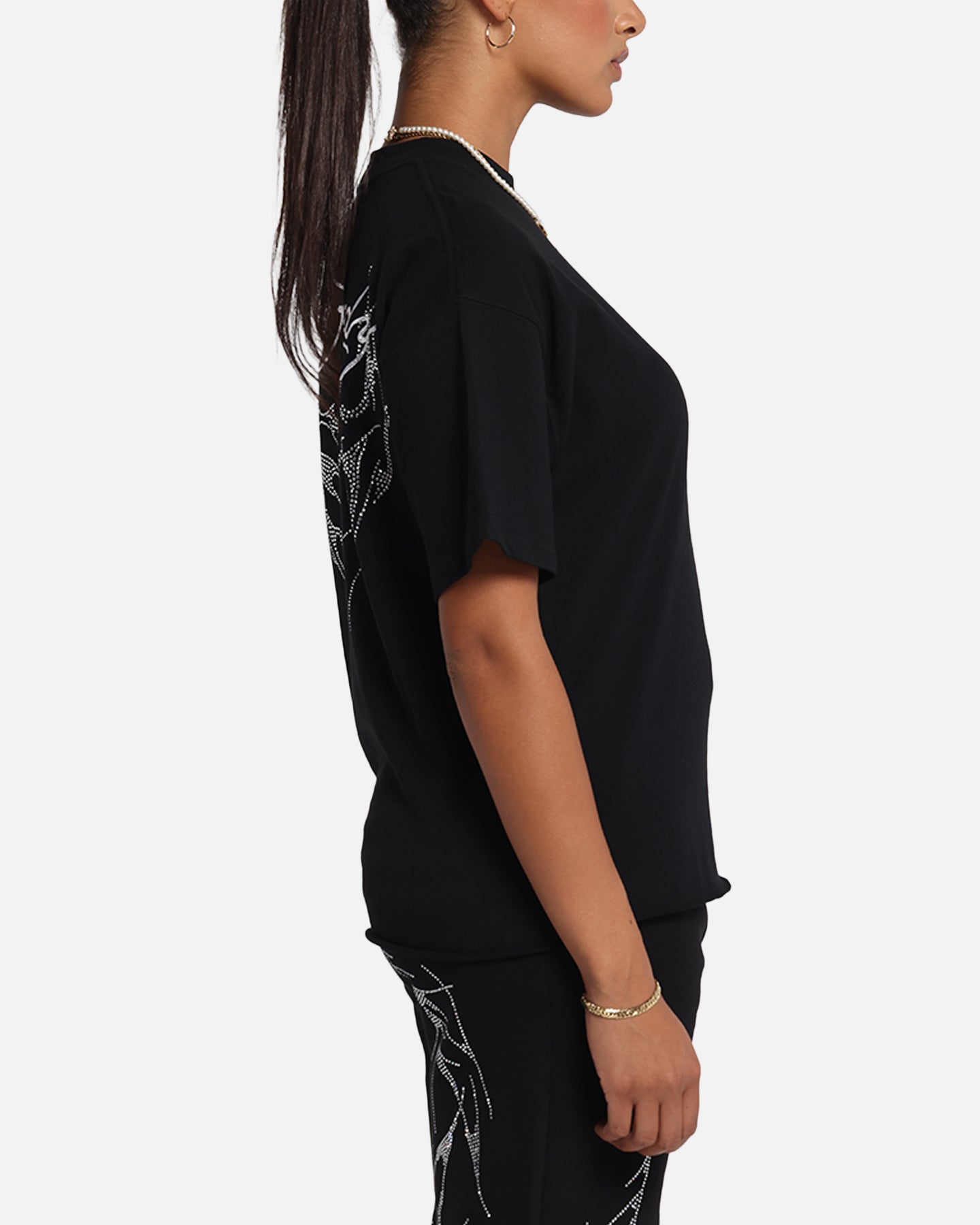 Ed Hardy Techno Rhinestone T-Shirt Black Style001