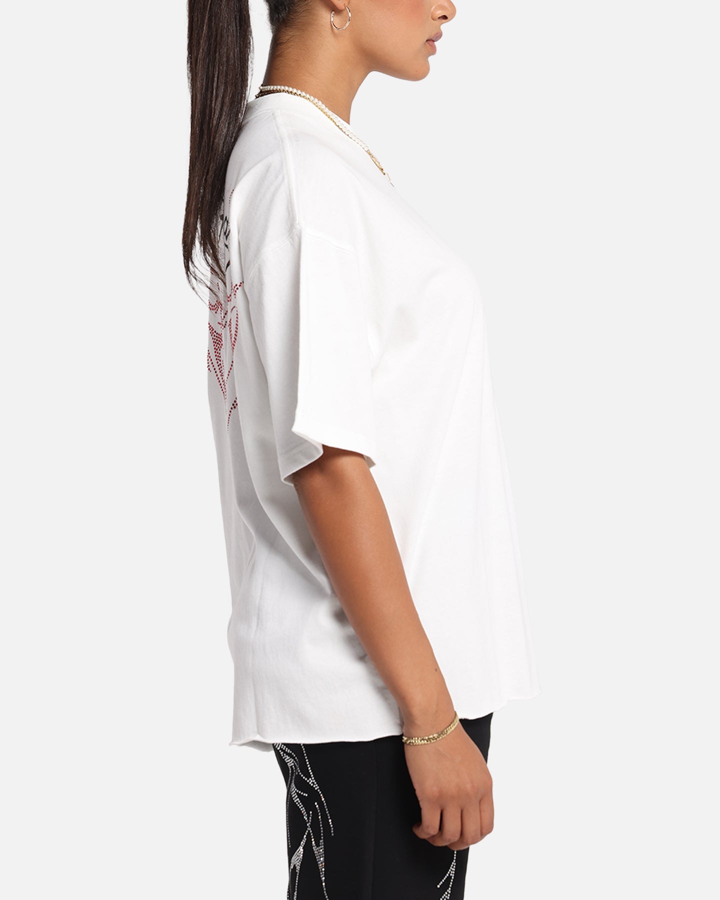 Ed Hardy Techno Rhinestone T-Shirt Off White Style001