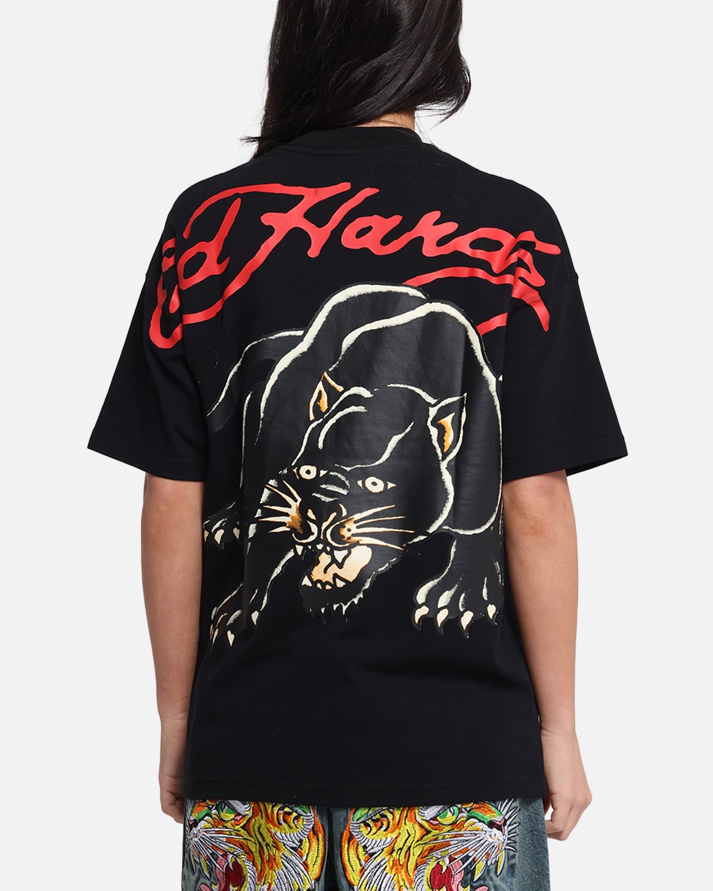 Ed Hardy Oversized Panther T-Shirt Black Style001