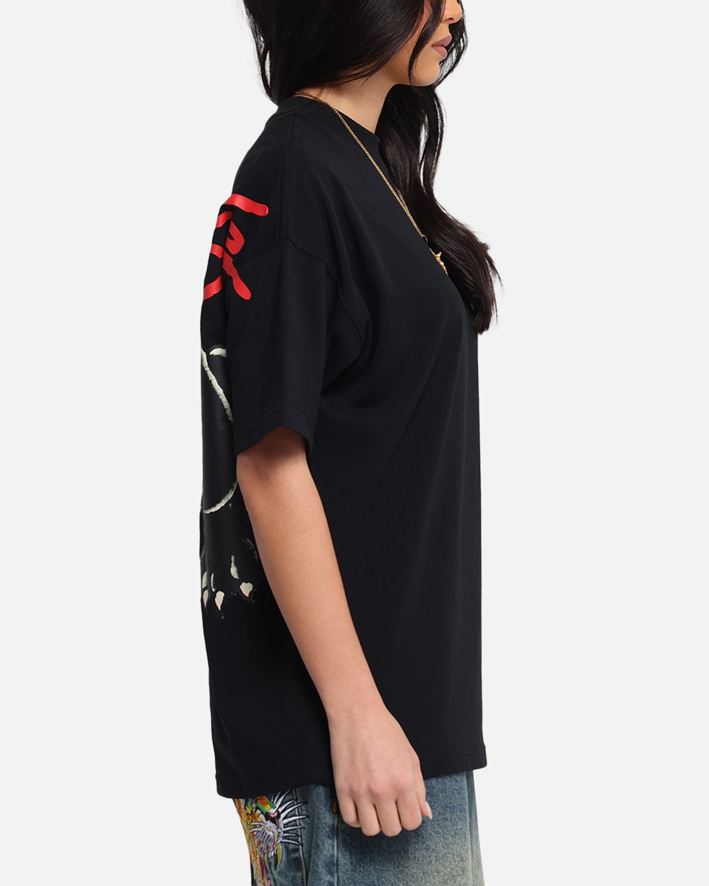 Ed Hardy Oversized Panther T-Shirt Black Style001