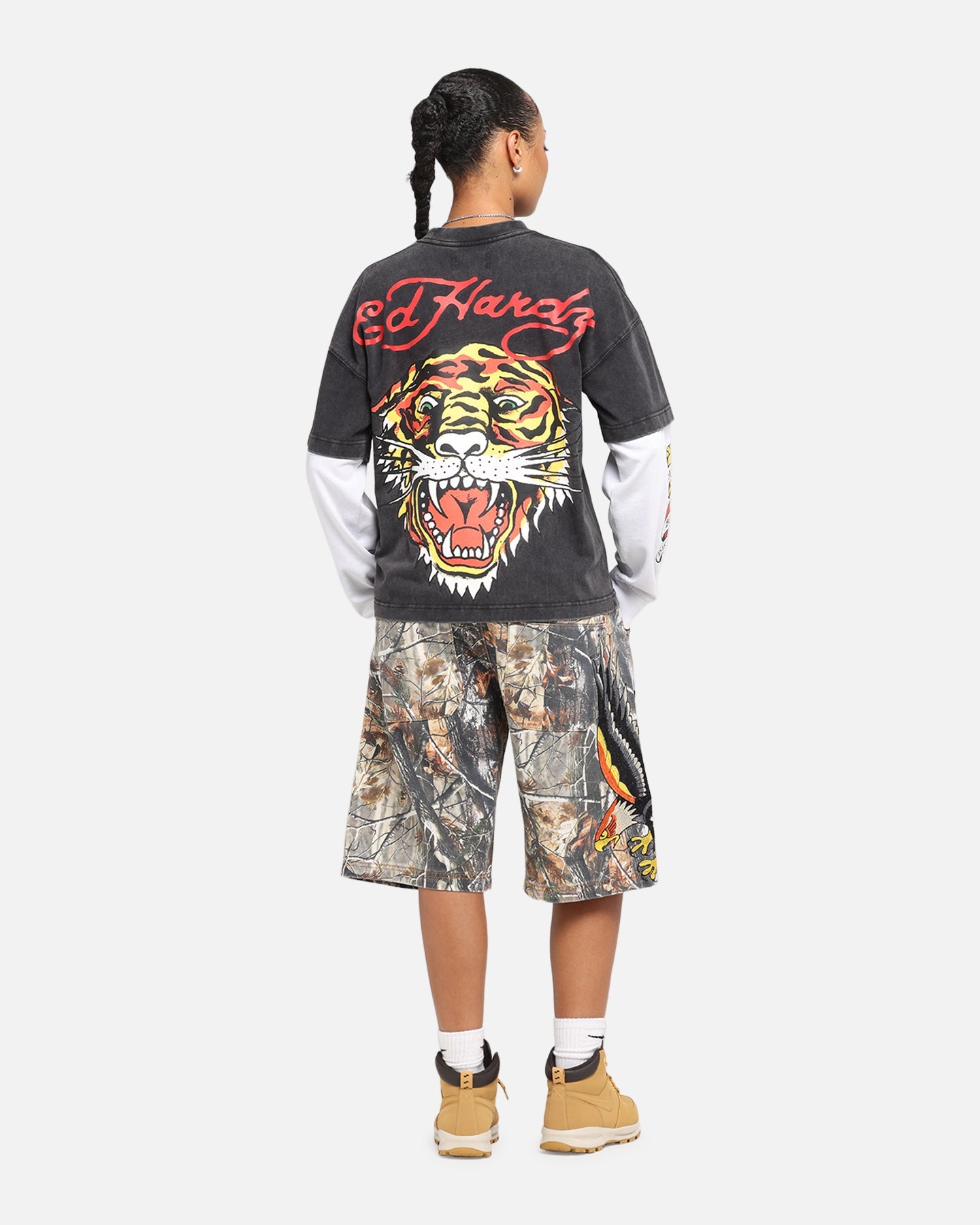 Ed Hardy Tiger Layered Long Sleeve T-Shirt Black Style001