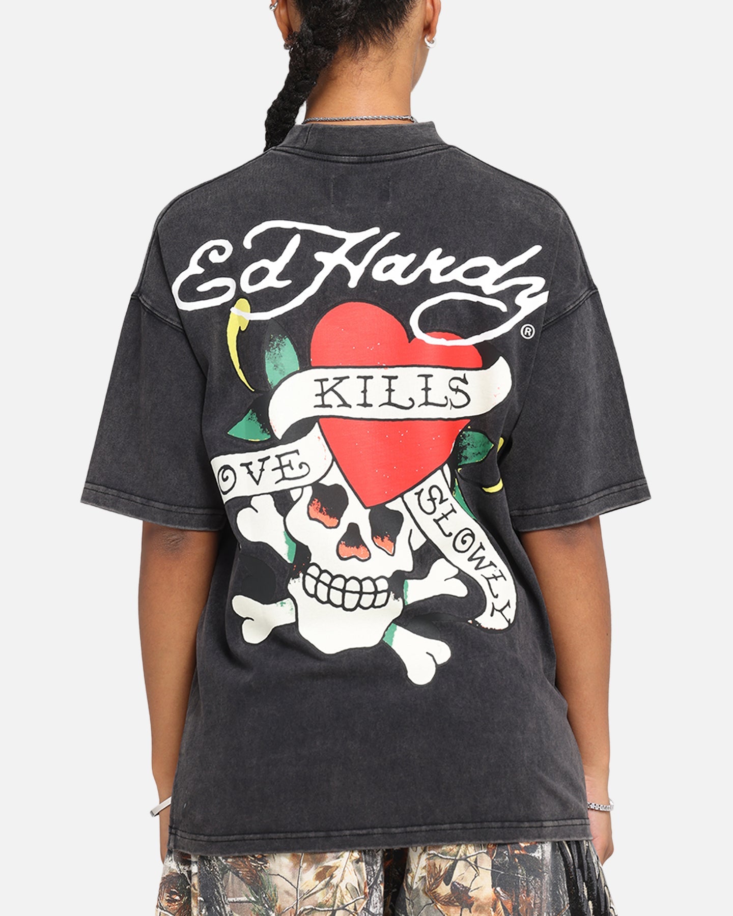 Ed Hardy Love Kills Oversized T-Shirt Black Style001