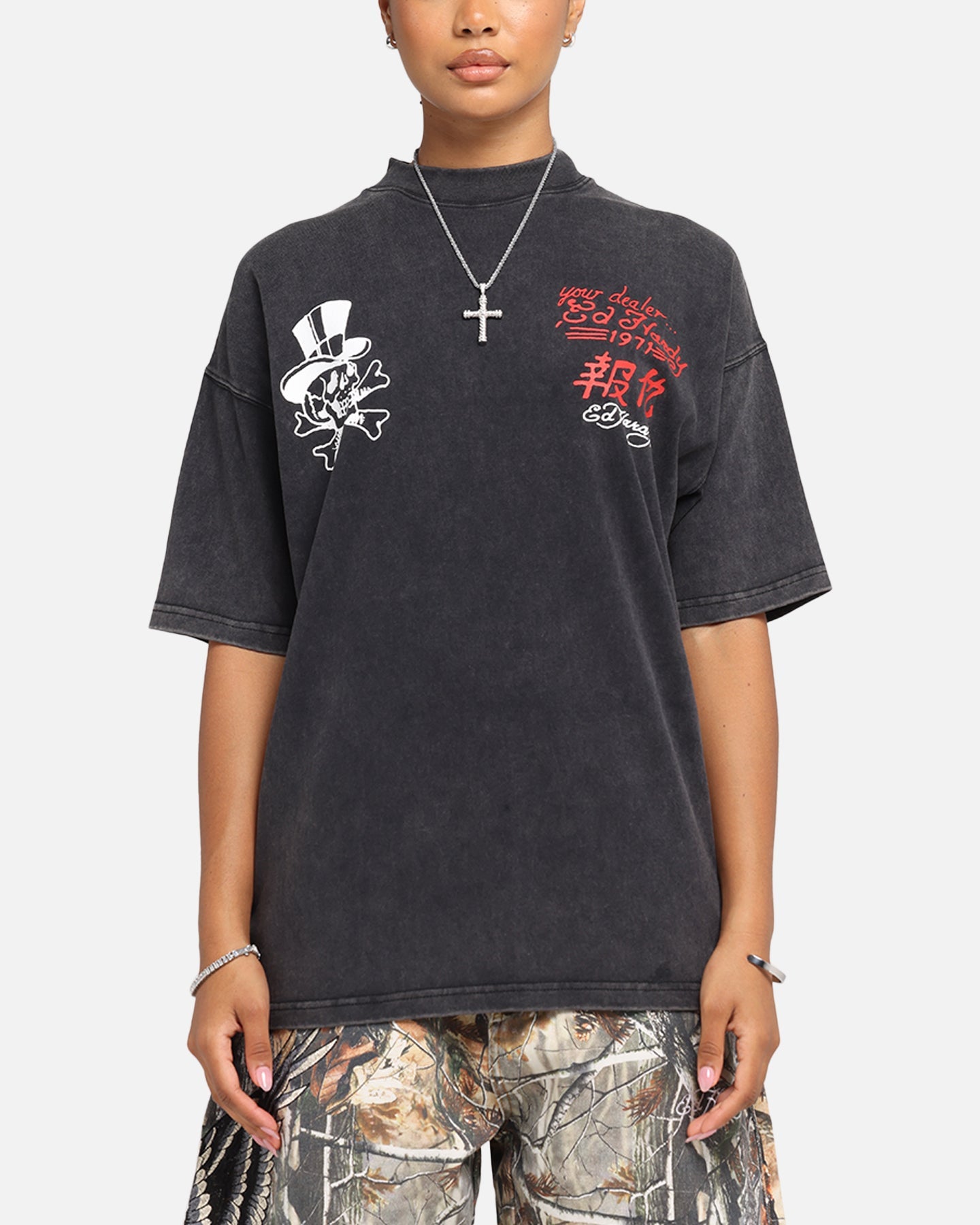 Ed Hardy Love Kills Oversized T-Shirt Black Style001