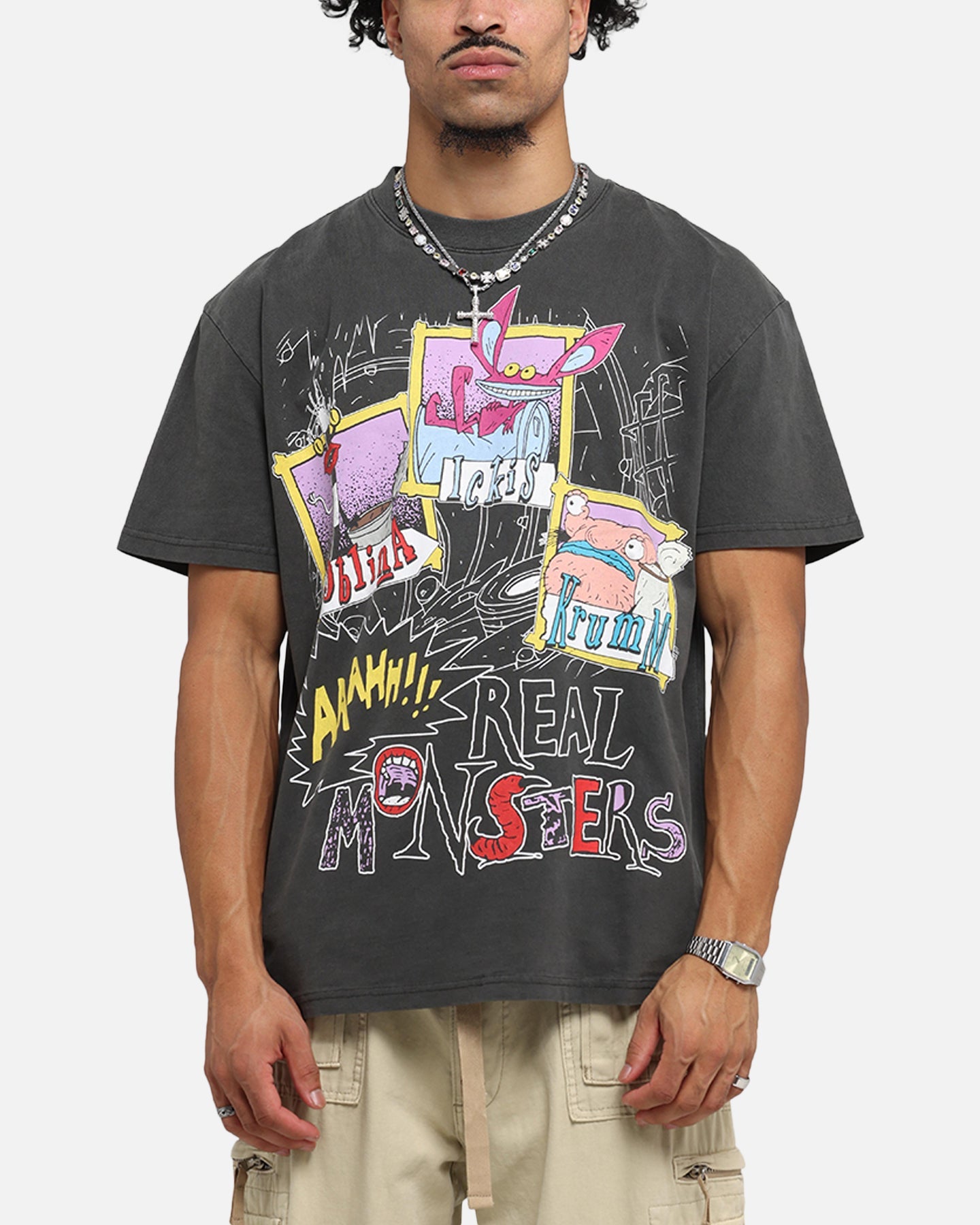 American Thrift x Aaahh!!! Real Monsters Monsters Heavy T-Shirt Black Wash