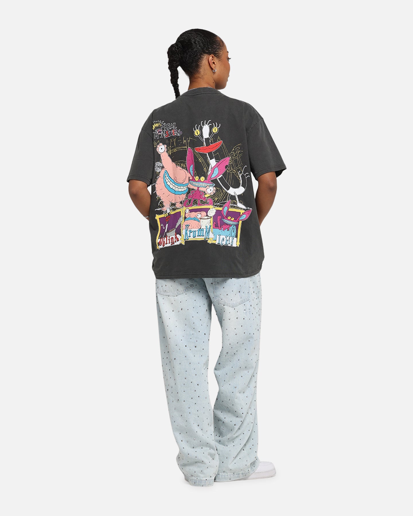 American Thrift x Aaahh!!! Real Monsters Monsters Heavy T-Shirt Black Wash Style001