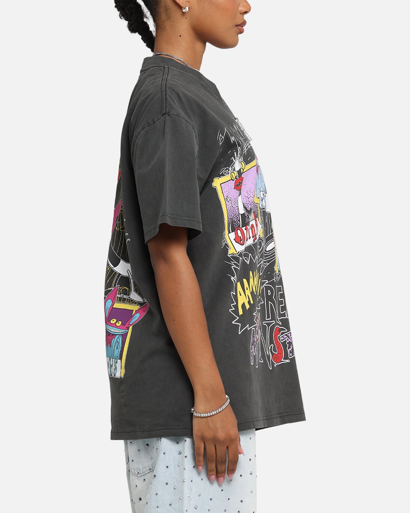 American Thrift x Aaahh!!! Real Monsters Monsters Heavy T-Shirt Black Wash Style001