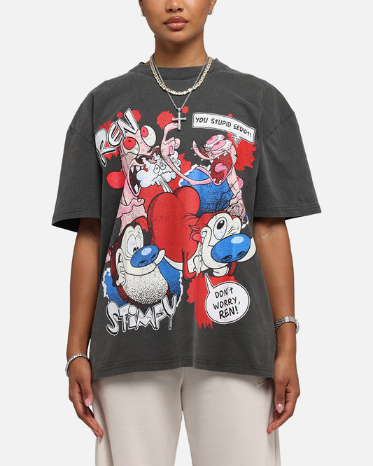 American Thrift X Nickelodeon Ren And Stimpy Heavy T-Shirt Black Wash Style001