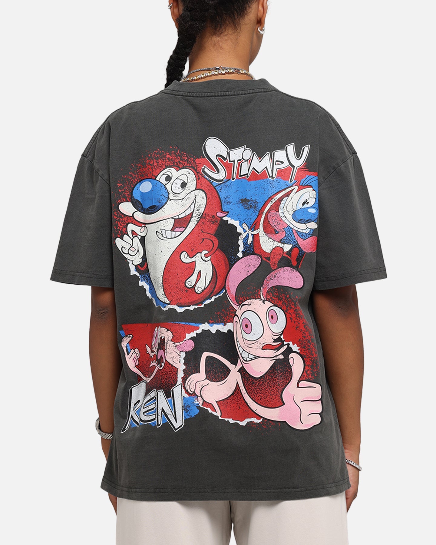 American Thrift X Nickelodeon Ren And Stimpy Heavy T-Shirt Black Wash Style001