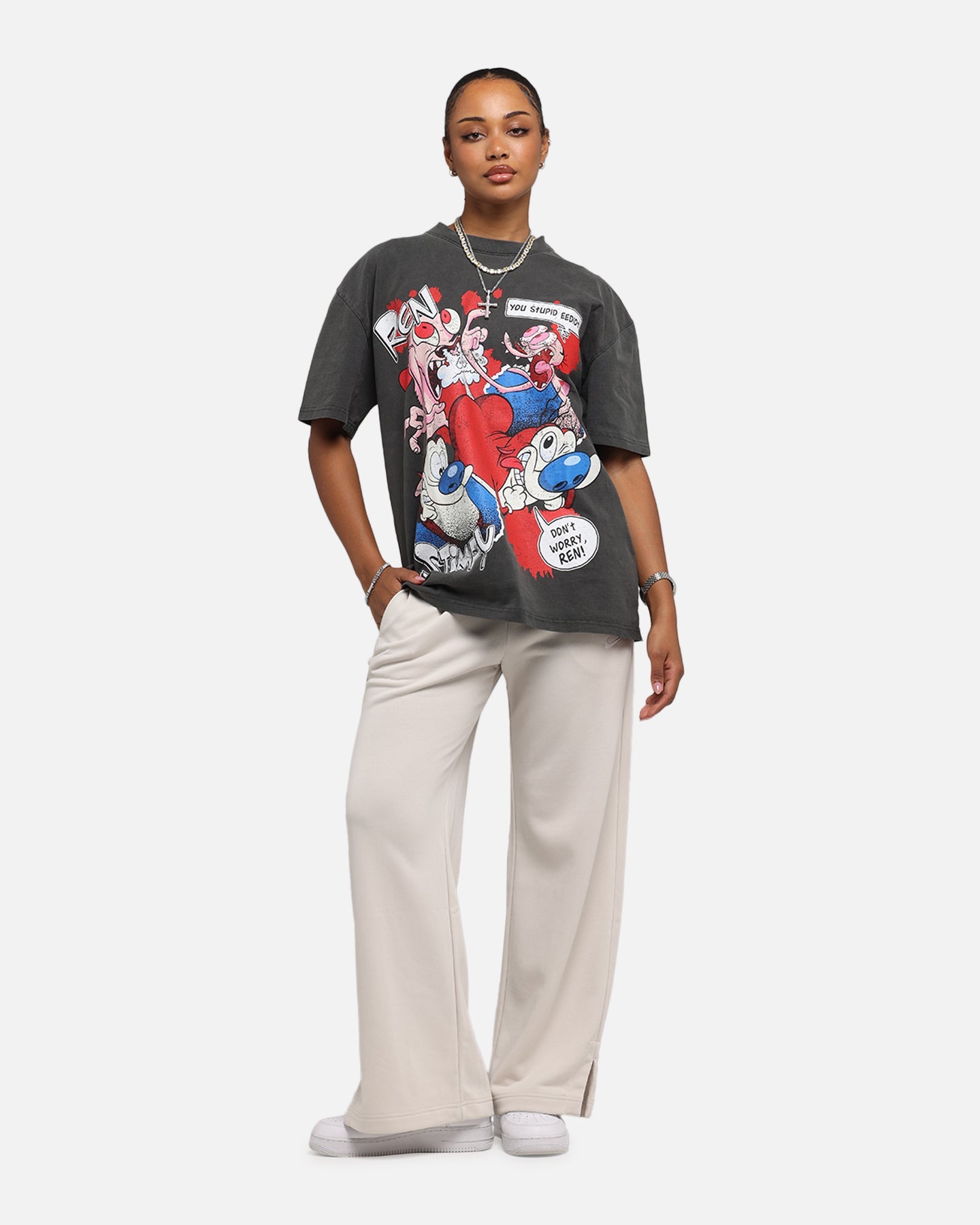 American Thrift X Nickelodeon Ren And Stimpy Heavy T-Shirt Black Wash Style001