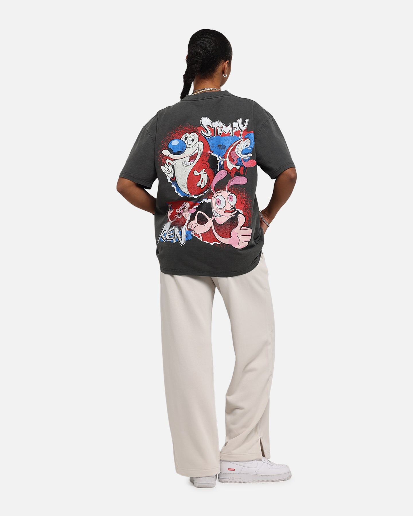 American Thrift X Nickelodeon Ren And Stimpy Heavy T-Shirt Black Wash Style001