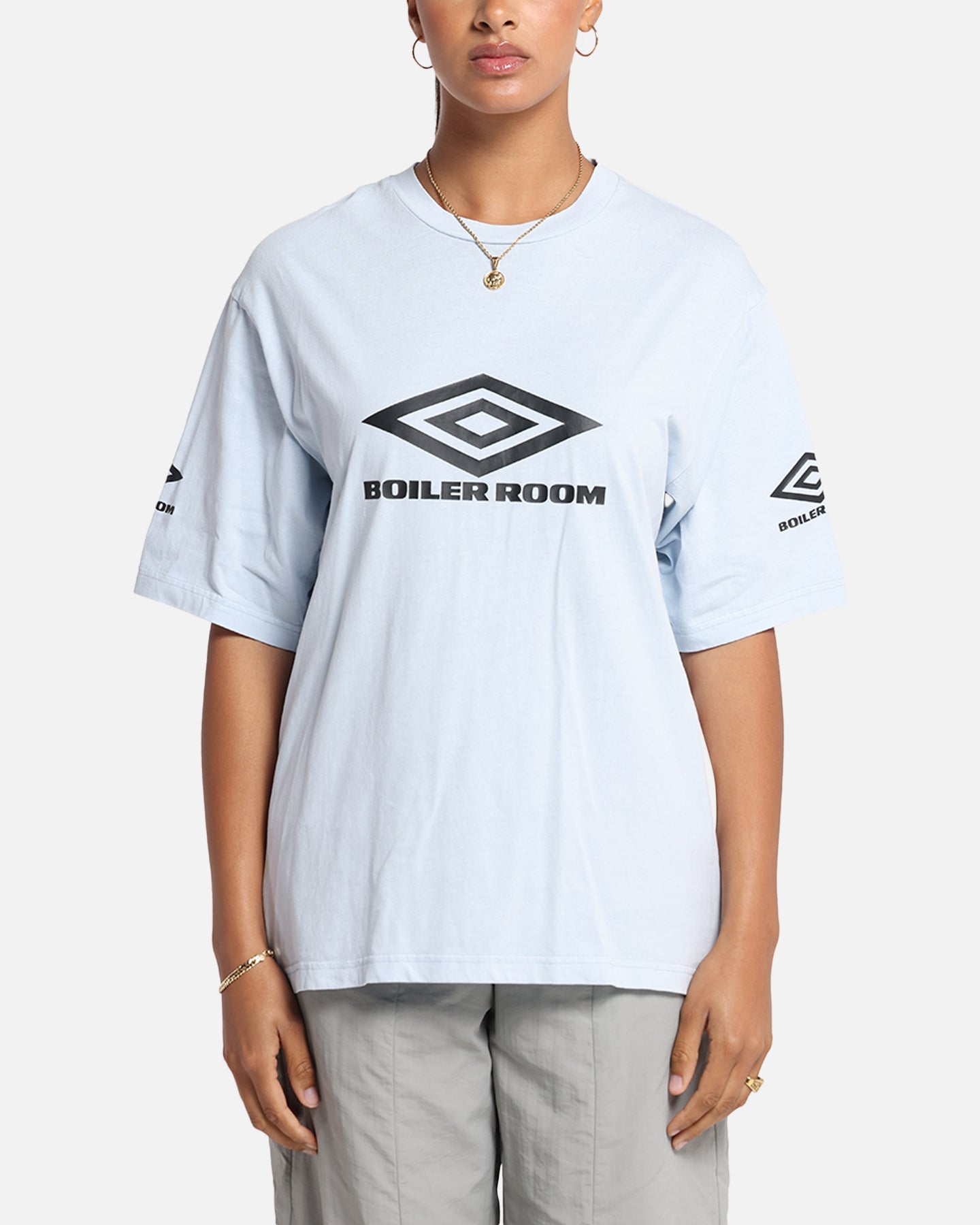 Boiler Room X Umbro Washed T-Shirt Blue Style001