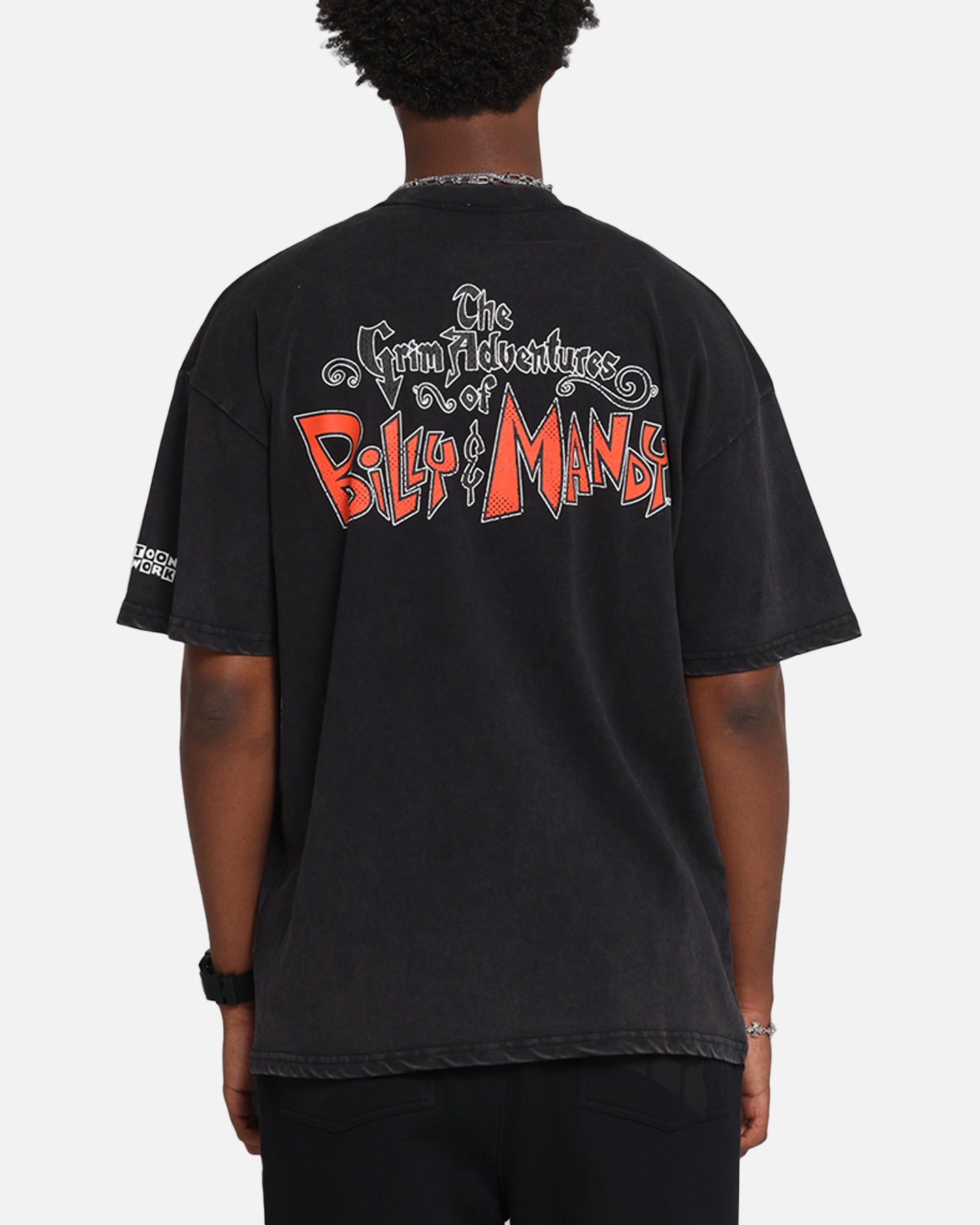 73 Studio X Cartoon Network Bill & Mandy Box Logo Vintage T-Shirt Black Acidwash