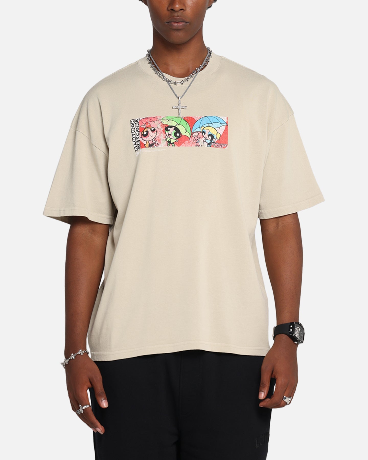 73 Studio X Cartoon Network The Powerpuff Girls Box Logo Vintage T-Shirt Stone