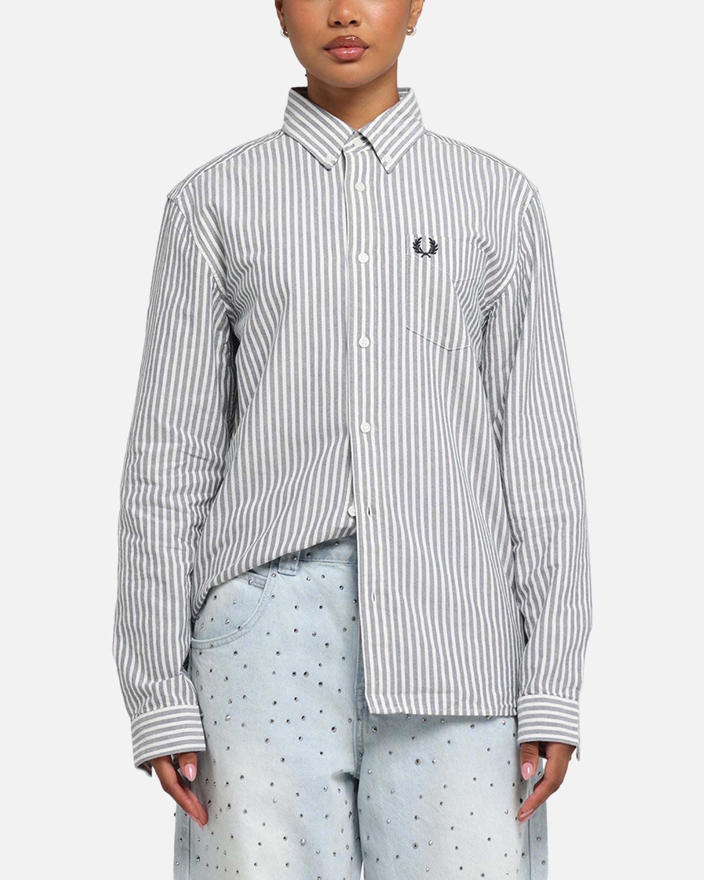 Fred Perry Stripe Oxford Shirt Blue Style001