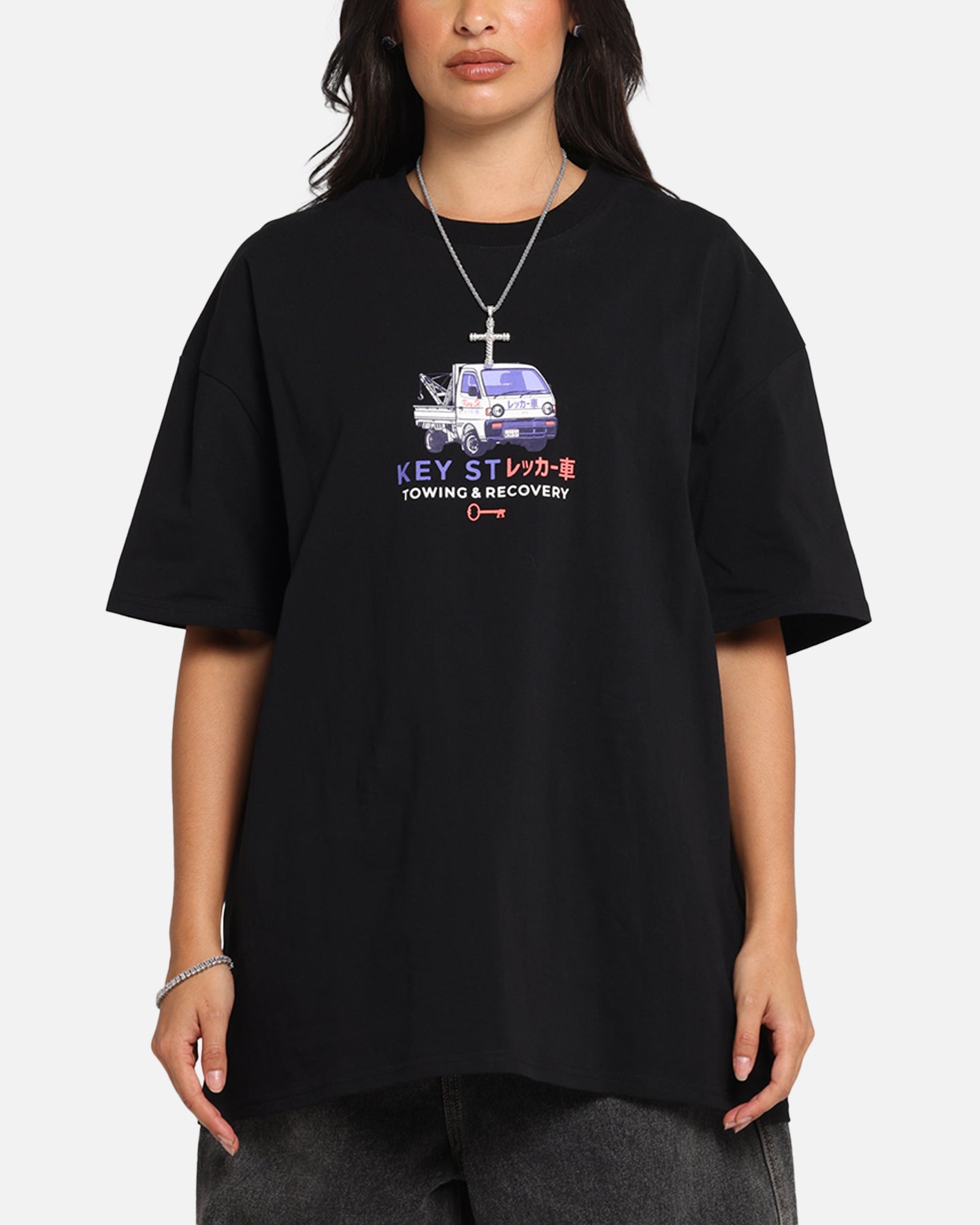 Key Street Kei Tow Truck T-Shirt Black Style001