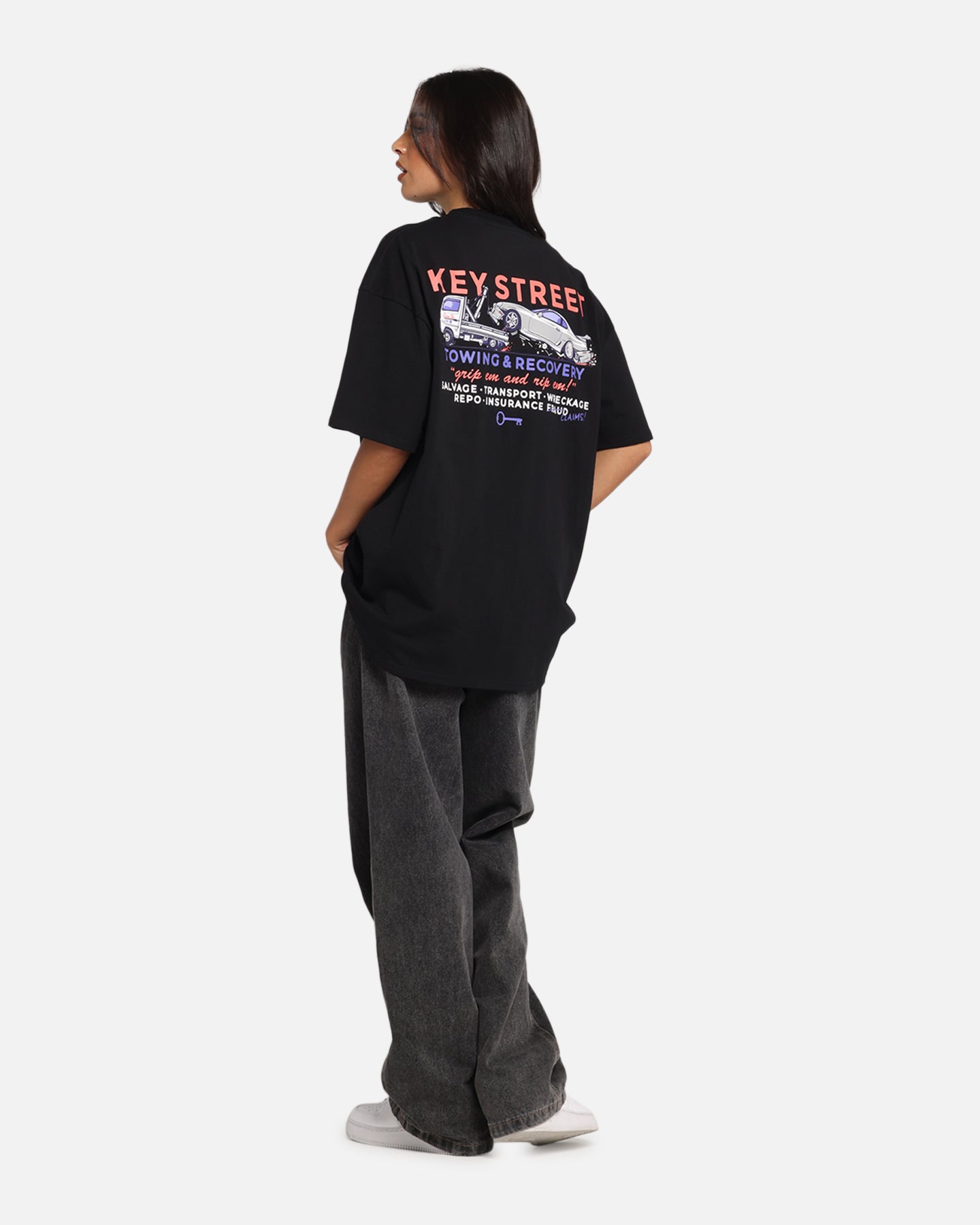 Key Street Kei Tow Truck T-Shirt Black Style001