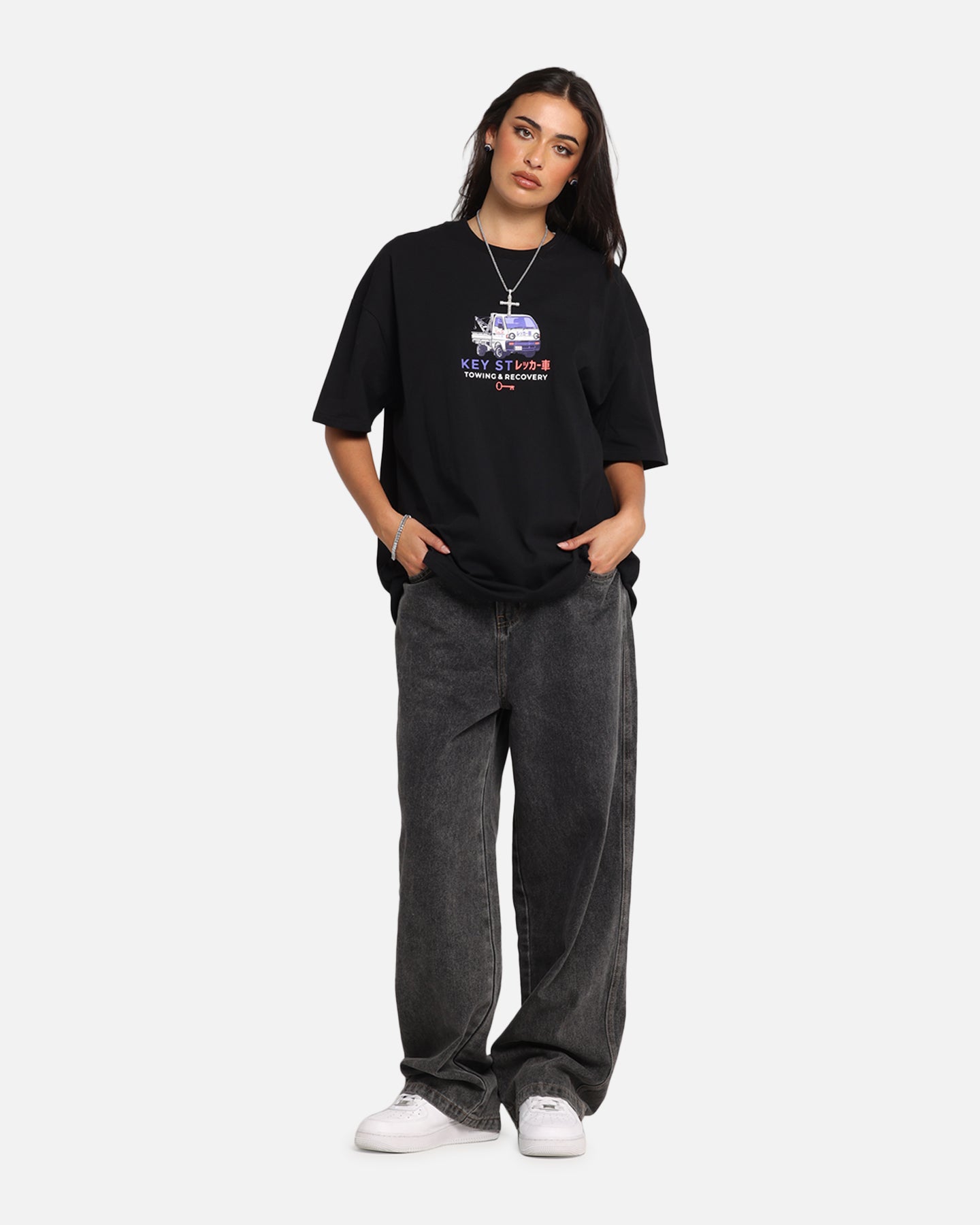 Key Street Kei Tow Truck T-Shirt Black Style001