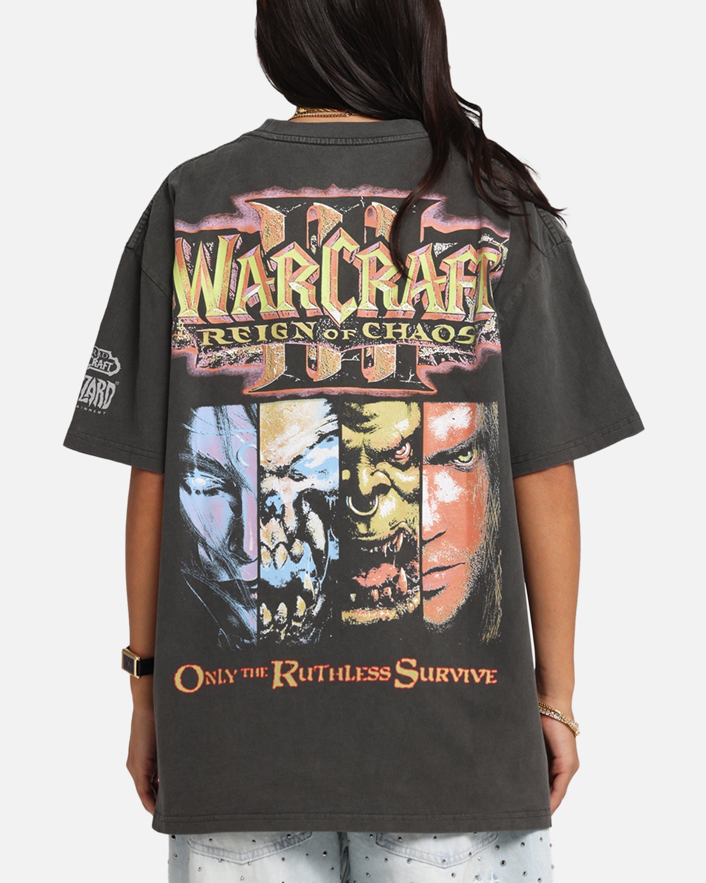 American Thrift X Warcraft: Reign Of Chaos Heavy T-Shirt Black Wash Style001