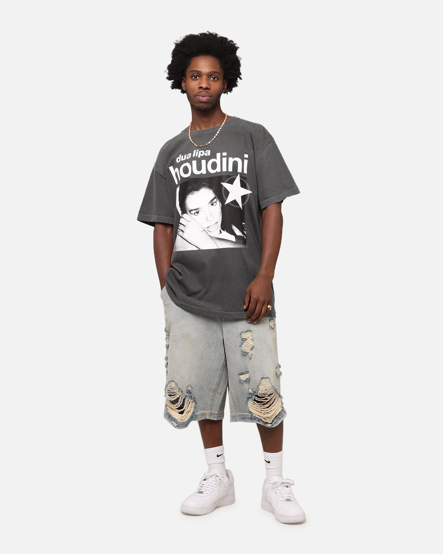 Dua Lipa Houdini T-Shirt Faded Black